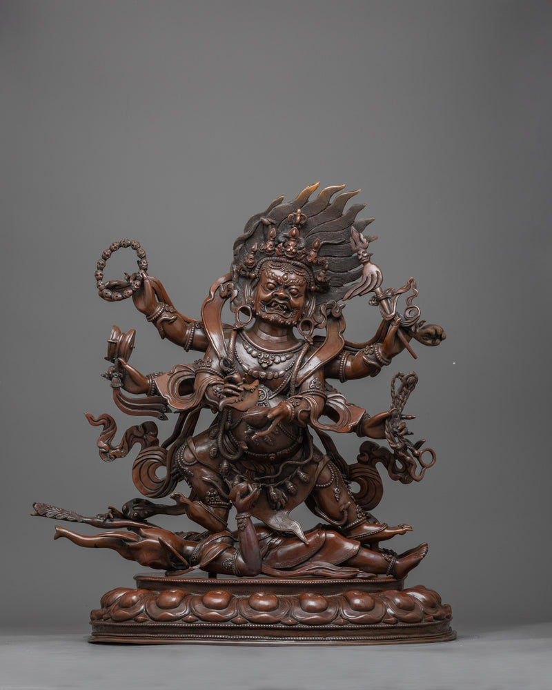 Large Six Armed Mahakala Copper Statue | Buddhist Dharmapala, Protector of the Dharma