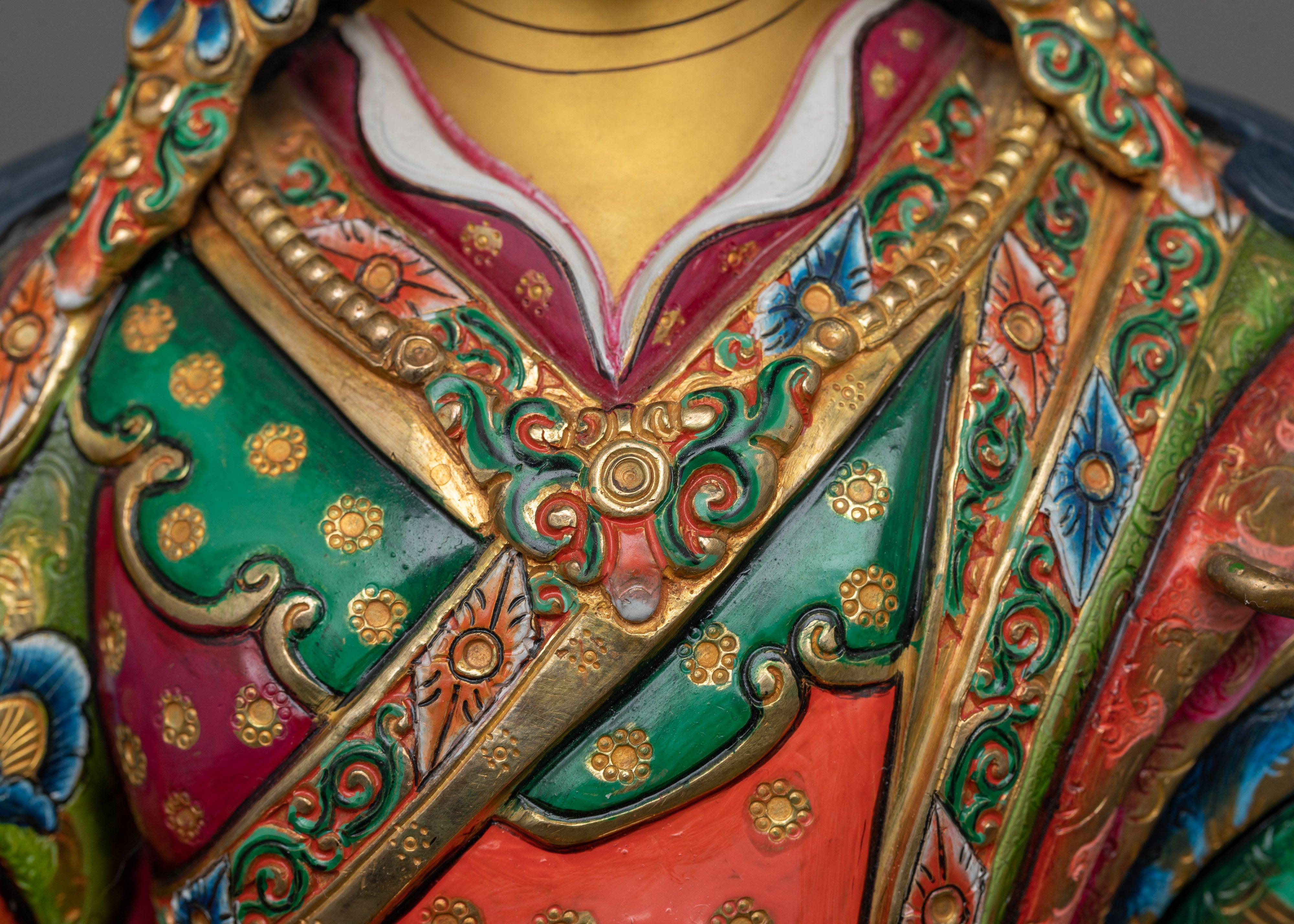 Guru Rinpoche Colorful Statue | Handmade Sculpture of Lotus Born Master