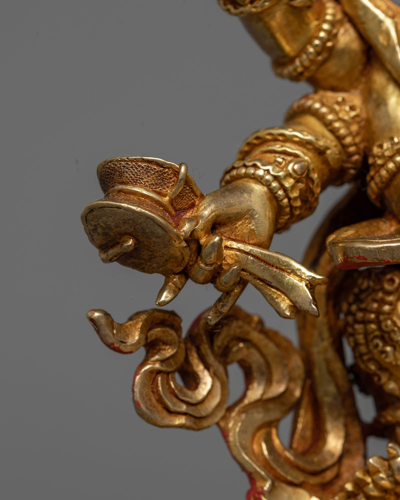 Gold-Gilded Six-Armed Mahakala Statue | Guardian of Spiritual Evolution