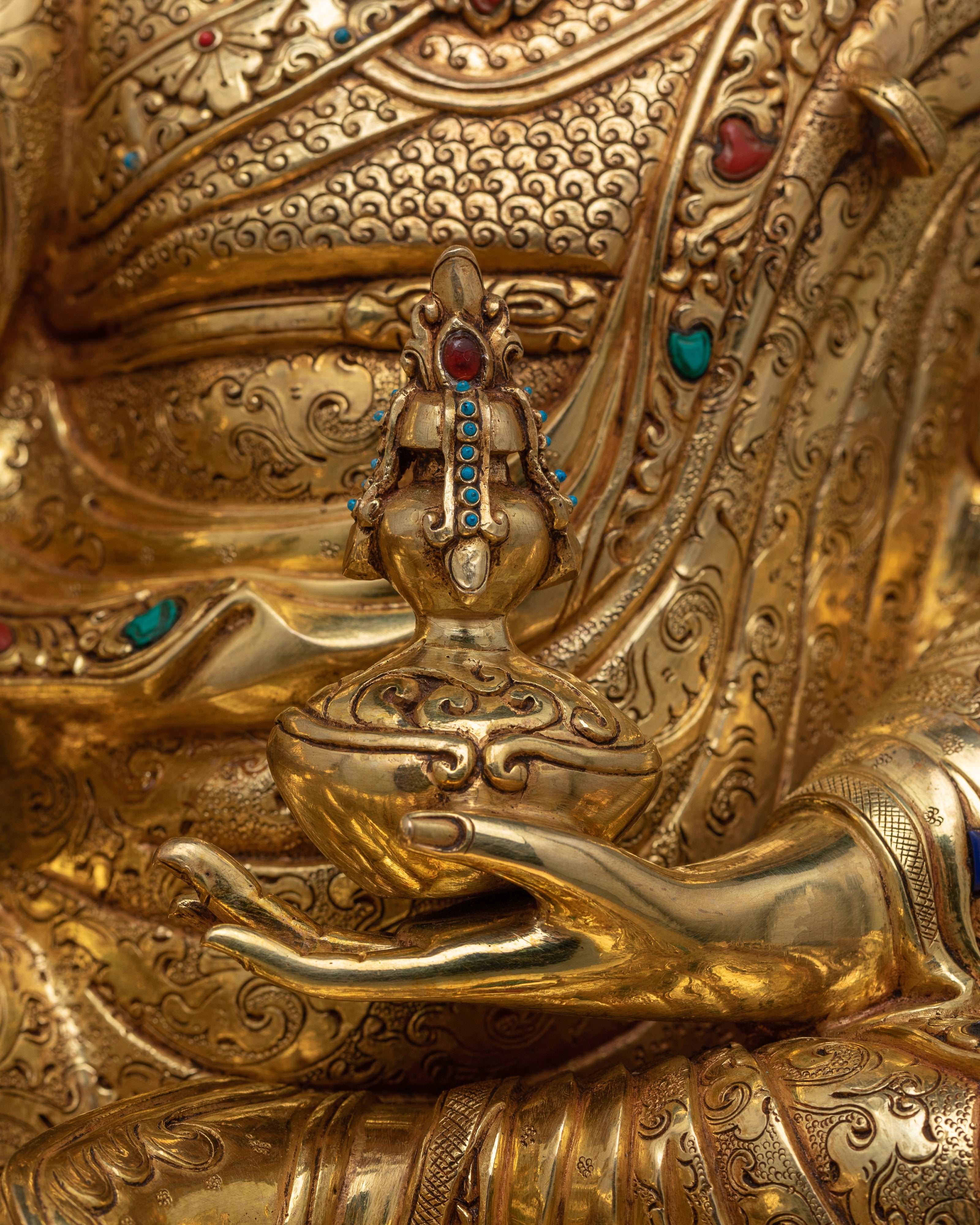 Gold-Gilded Tantra Rinpoche Statue | Beacon of Spiritual Mastery