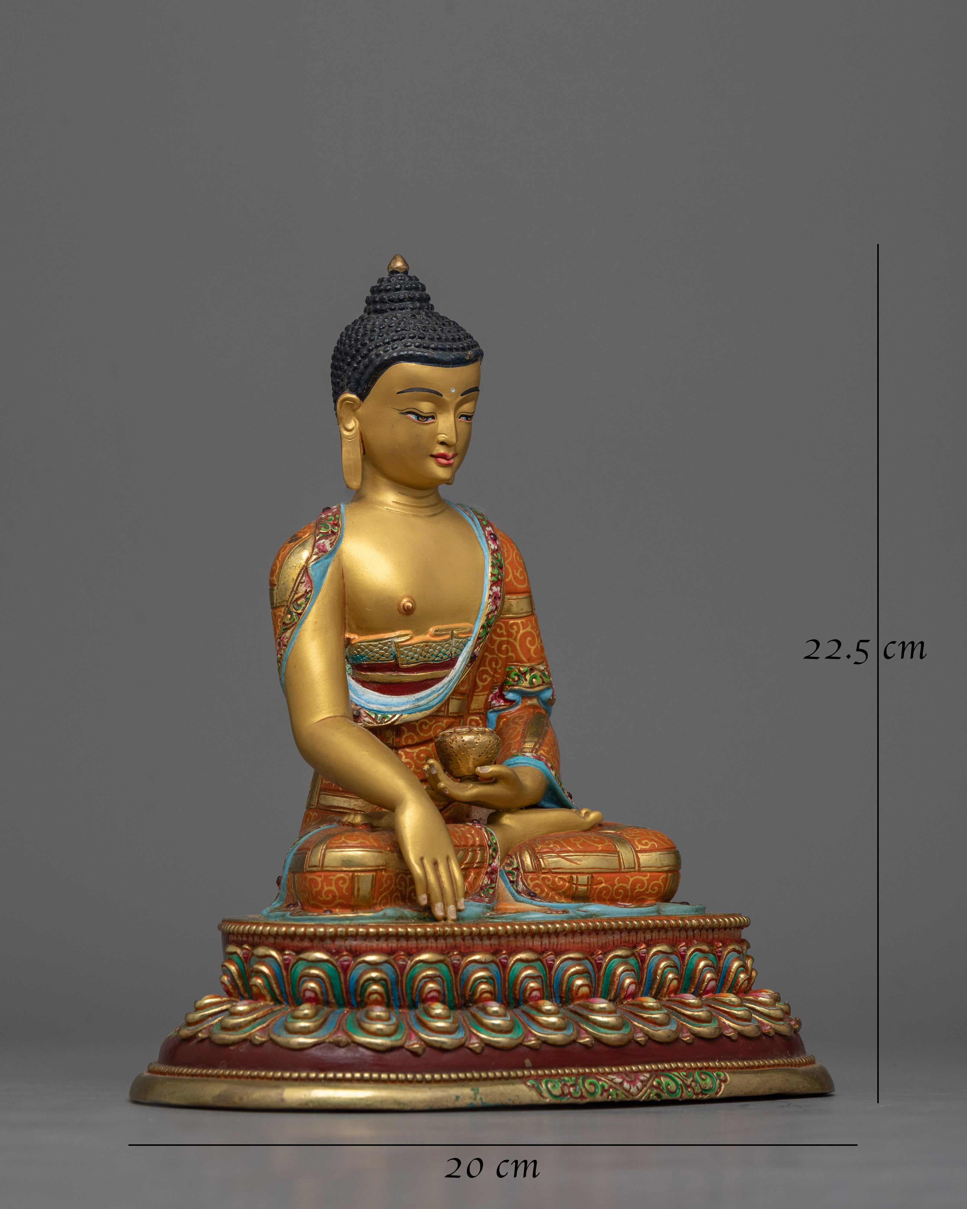 Radiant Shakyamuni Buddha Color Figure | Exquisite Handcrafted Copper Statue