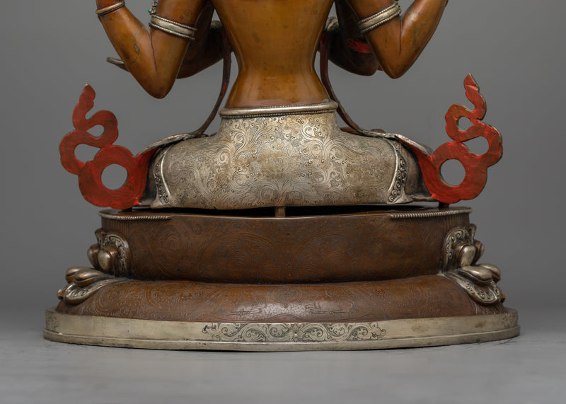 Silver-Plated Chenrezig Statue | Illuminate Your Path to Enlightenment