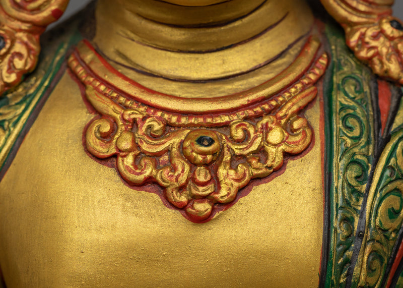 Green and Red Color Ratnasambhava Statue | Symbol of Wealth and Compassion
