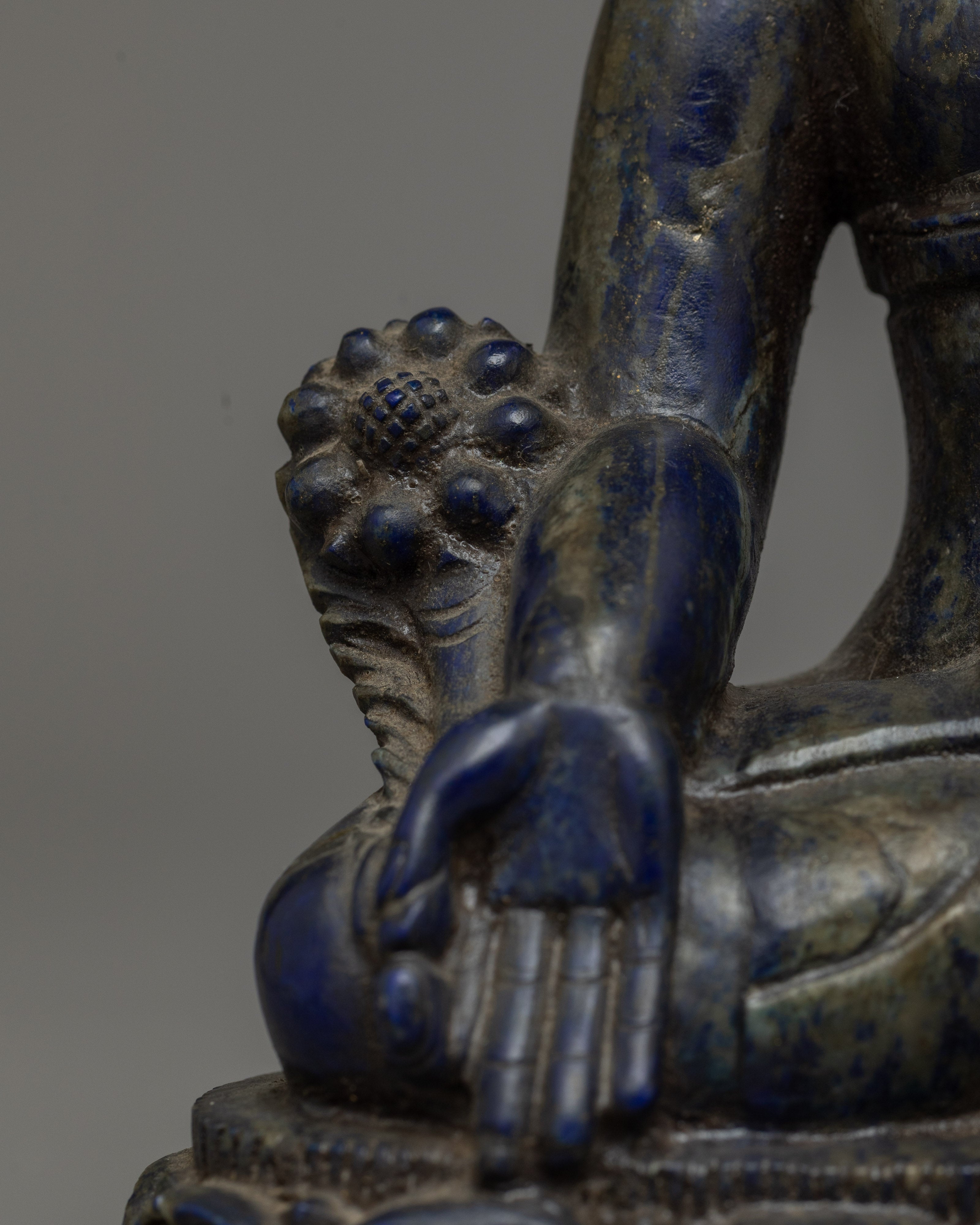 Medicine Buddha Lapis Lazuli Stone Statue | Handcrafted Healer Icon