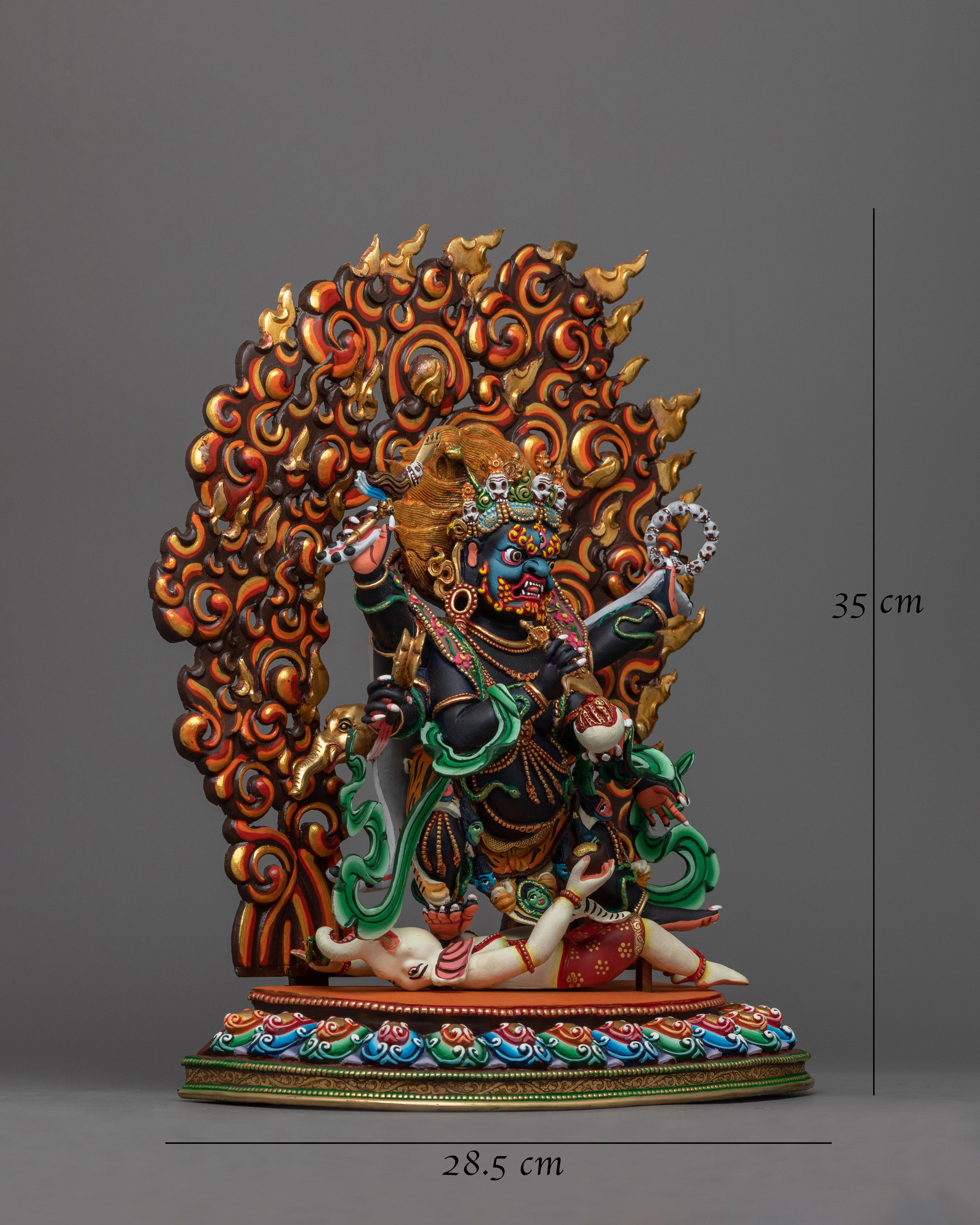 Colorful Six-Armed Mahakala Statue | Handcrafted Symbol of Protection