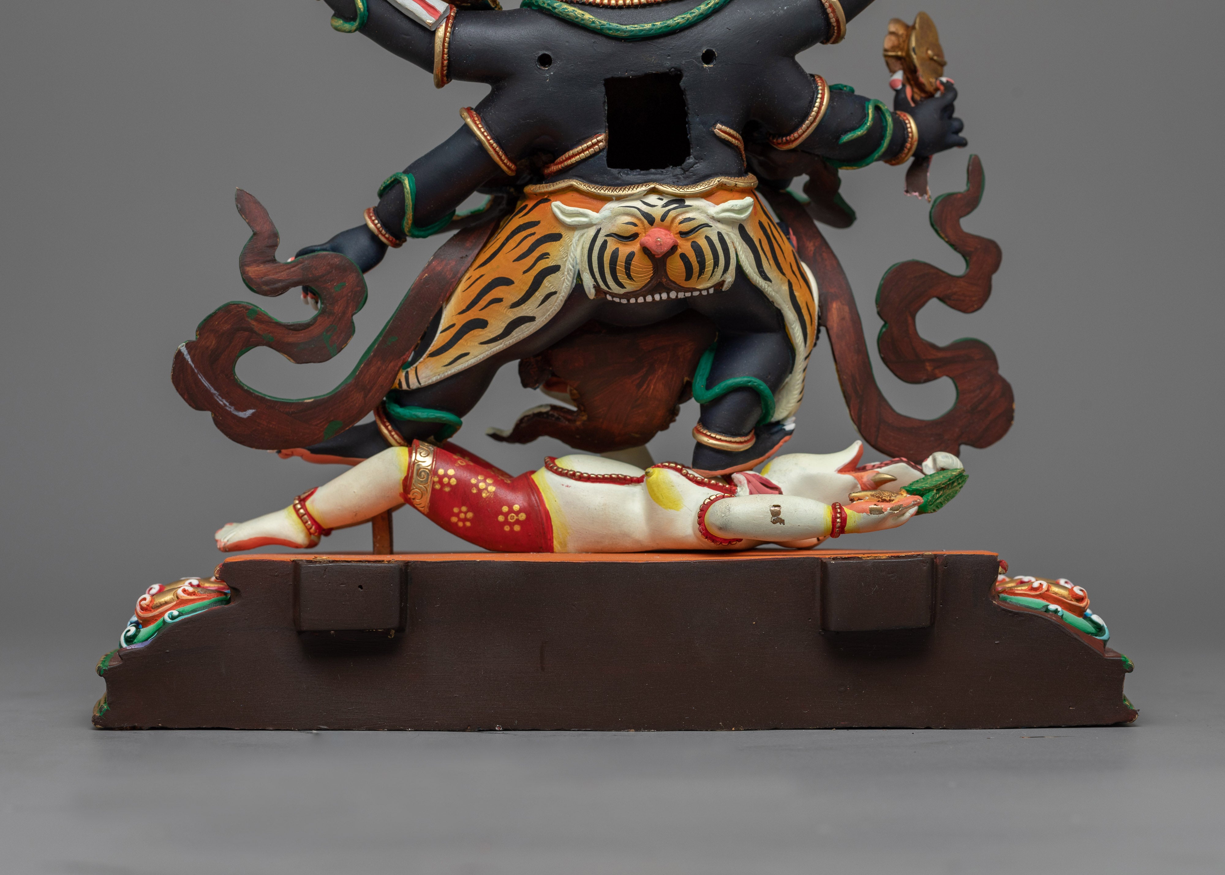 Colorful Six-Armed Mahakala Statue | Handcrafted Symbol of Protection