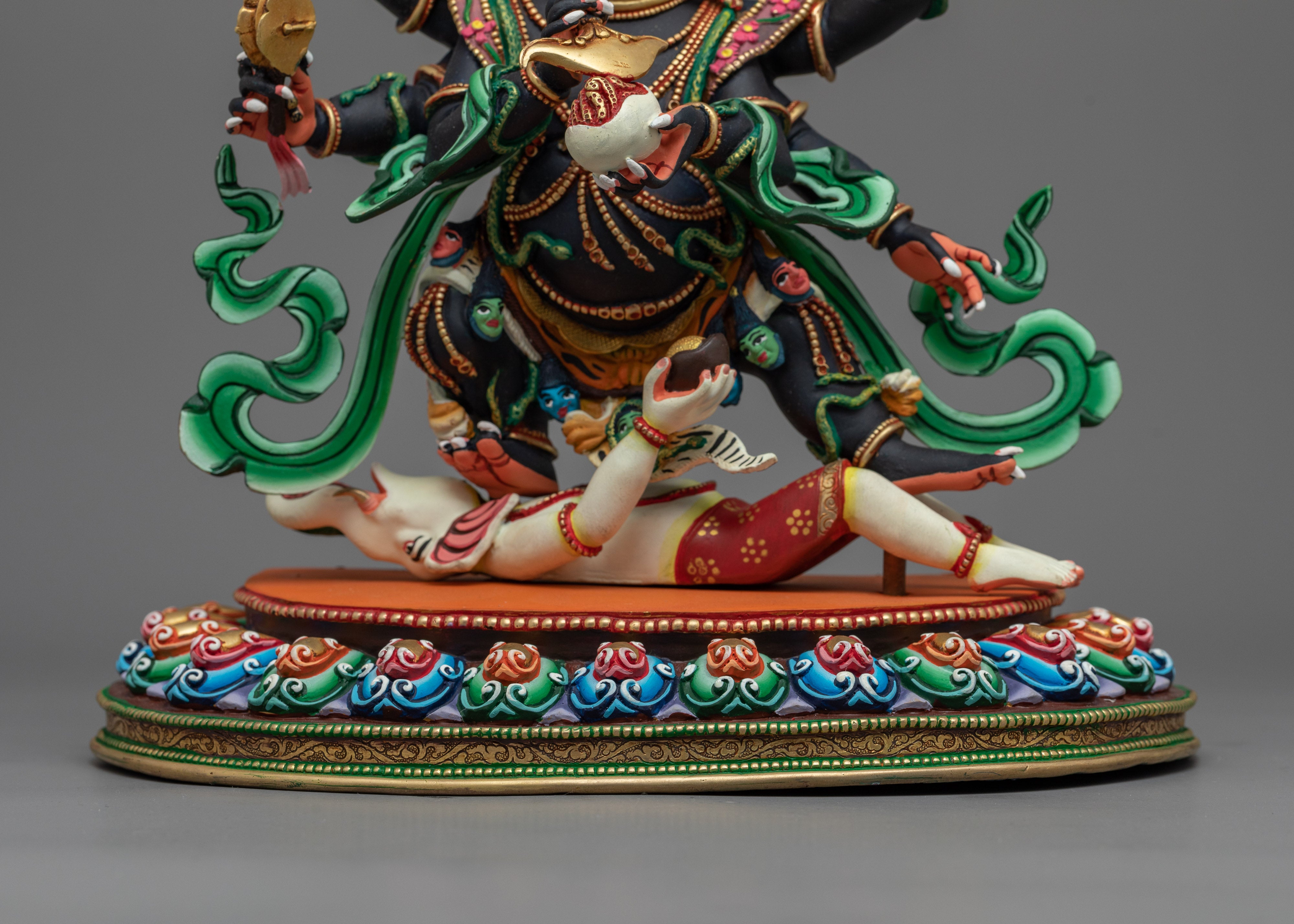 Colorful Six-Armed Mahakala Statue | Handcrafted Symbol of Protection