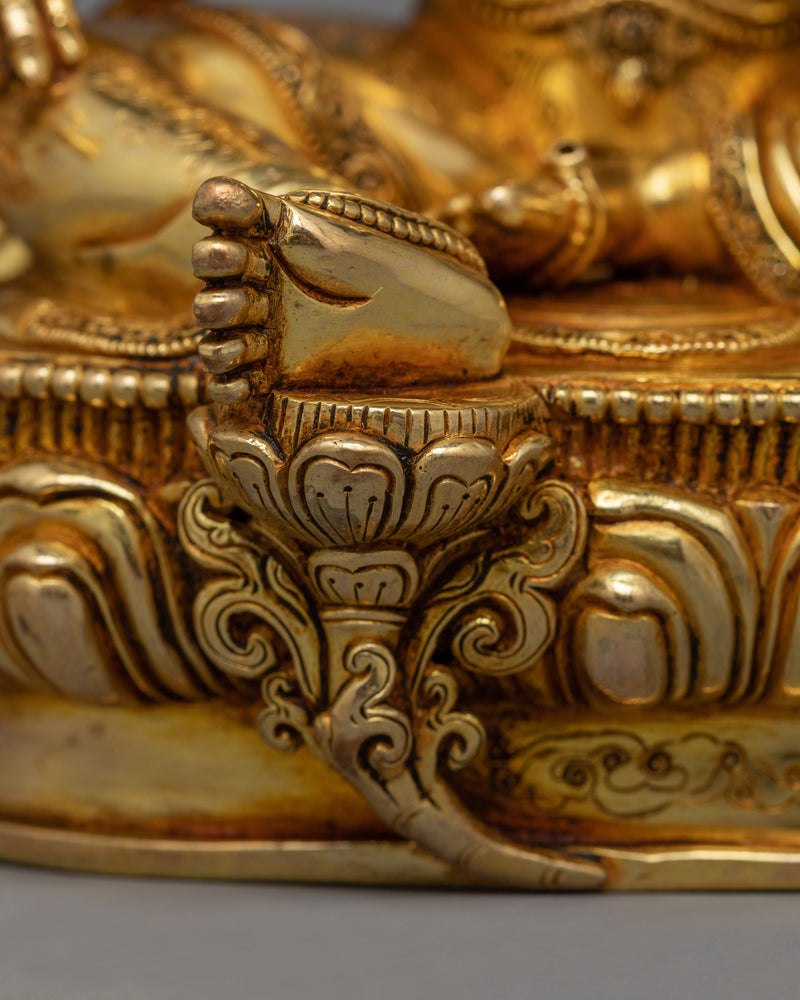 Gold-Gilded Green Tara Figure | Handcrafted Emblem of Swift Action