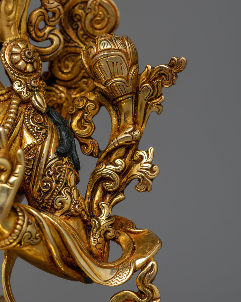 Gold-Gilded Green Tara Figure | Handcrafted Emblem of Swift Action