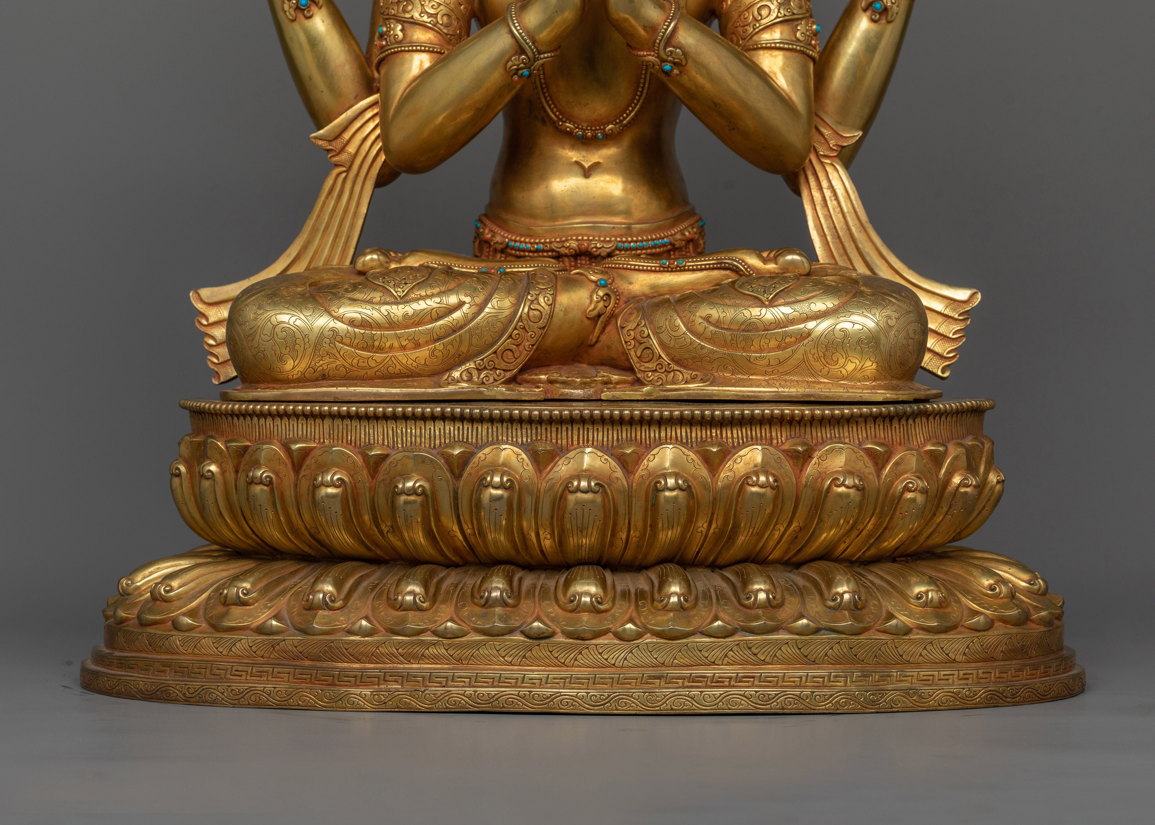 Chenrezig Statue 24K Gold Gilded |  Avalokiteshvara The Compassionate Bodhisattva