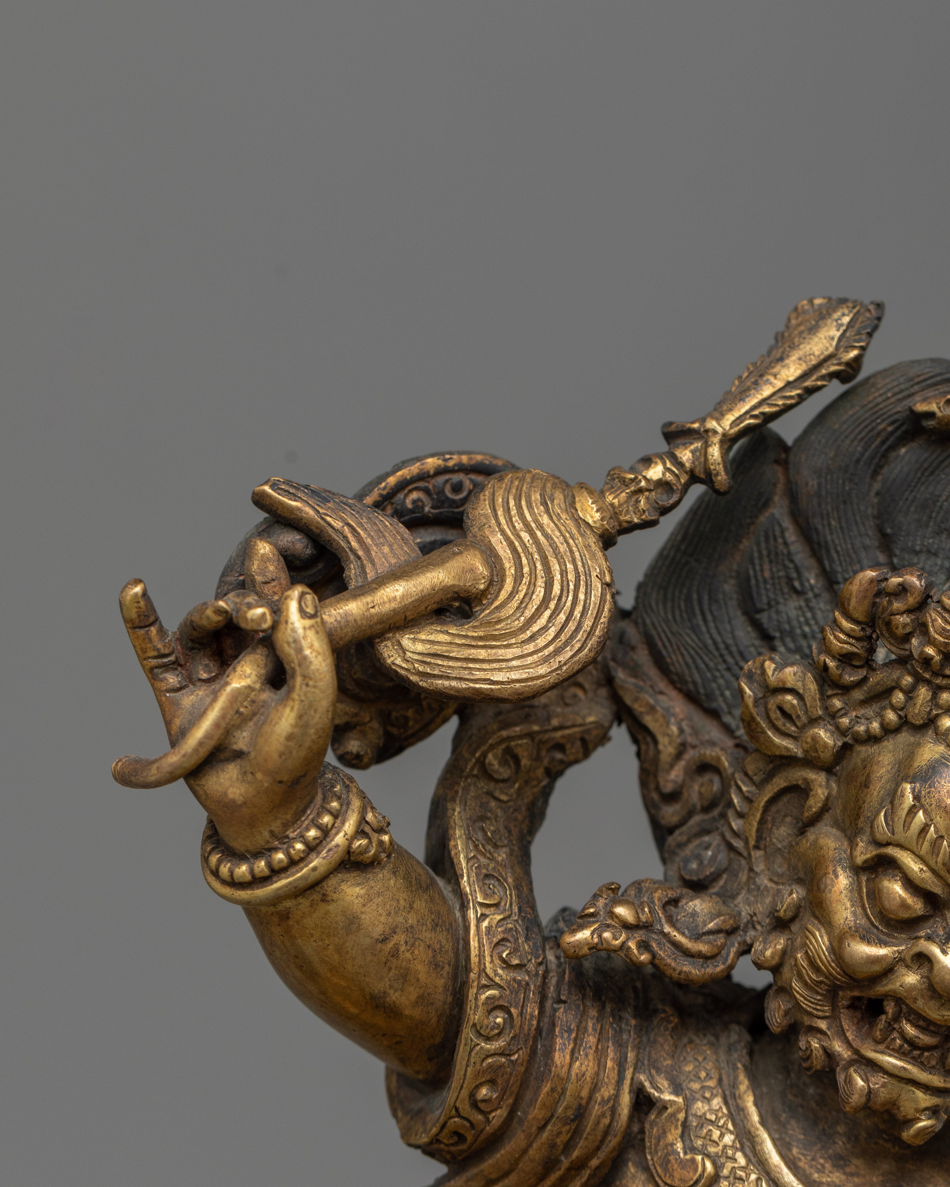 Female Mahakala Palden Lhamo Antique Statue | A Fierce Protector in Tibetan Tradition
