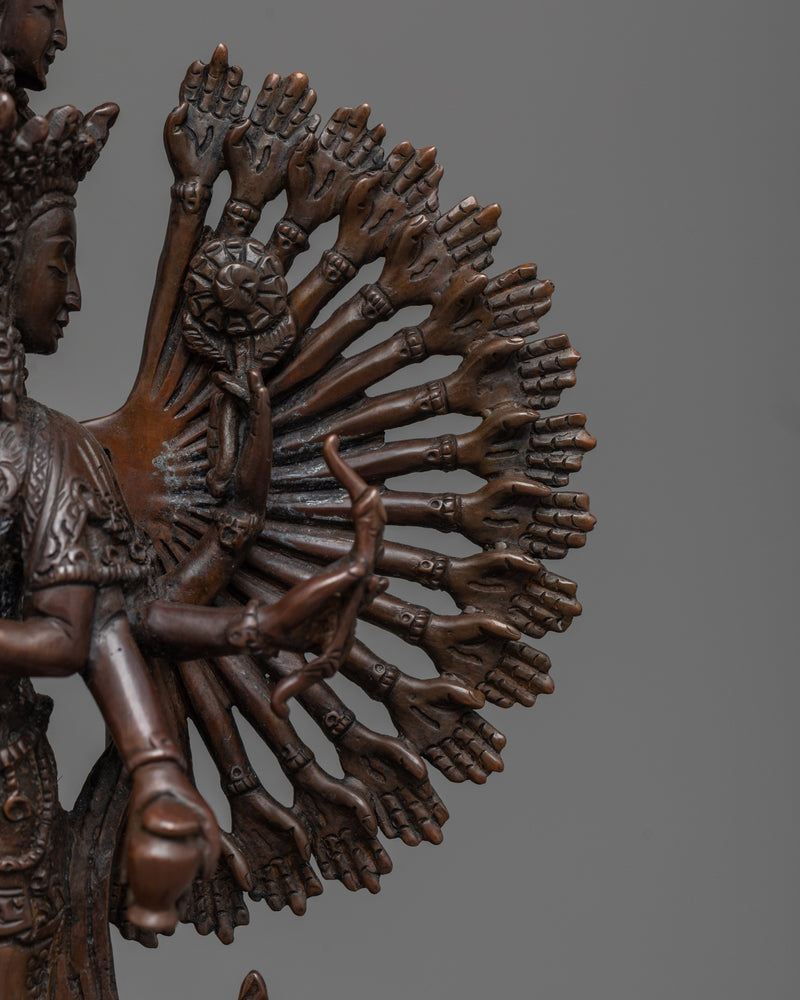 1000-Armed Chenrezig Oxidized Statue | Icon of Infinite Compassion