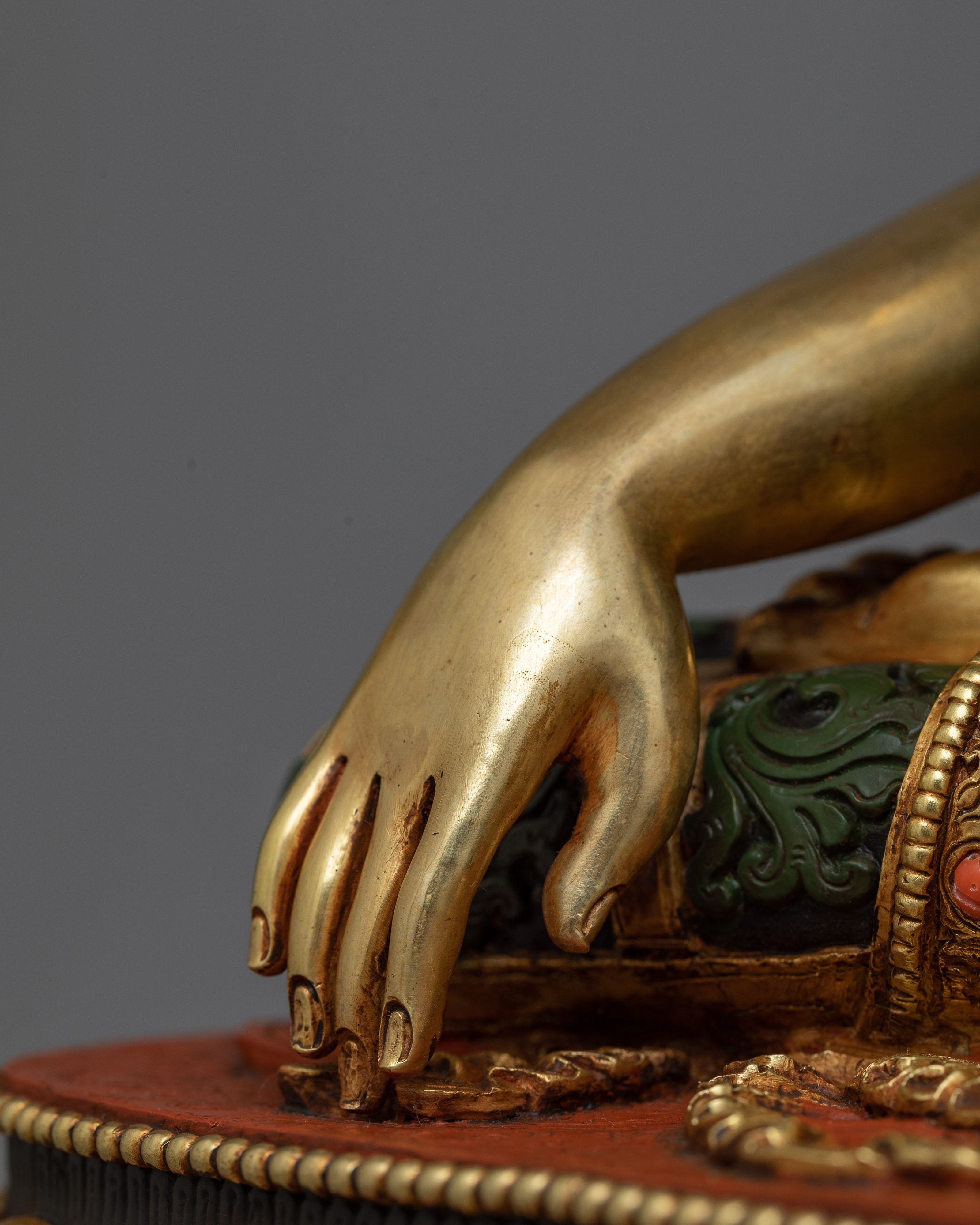 Elegant Handmade Shakyamuni Buddha for Shrine | 24K Gold Gilded Buddha Sculpture