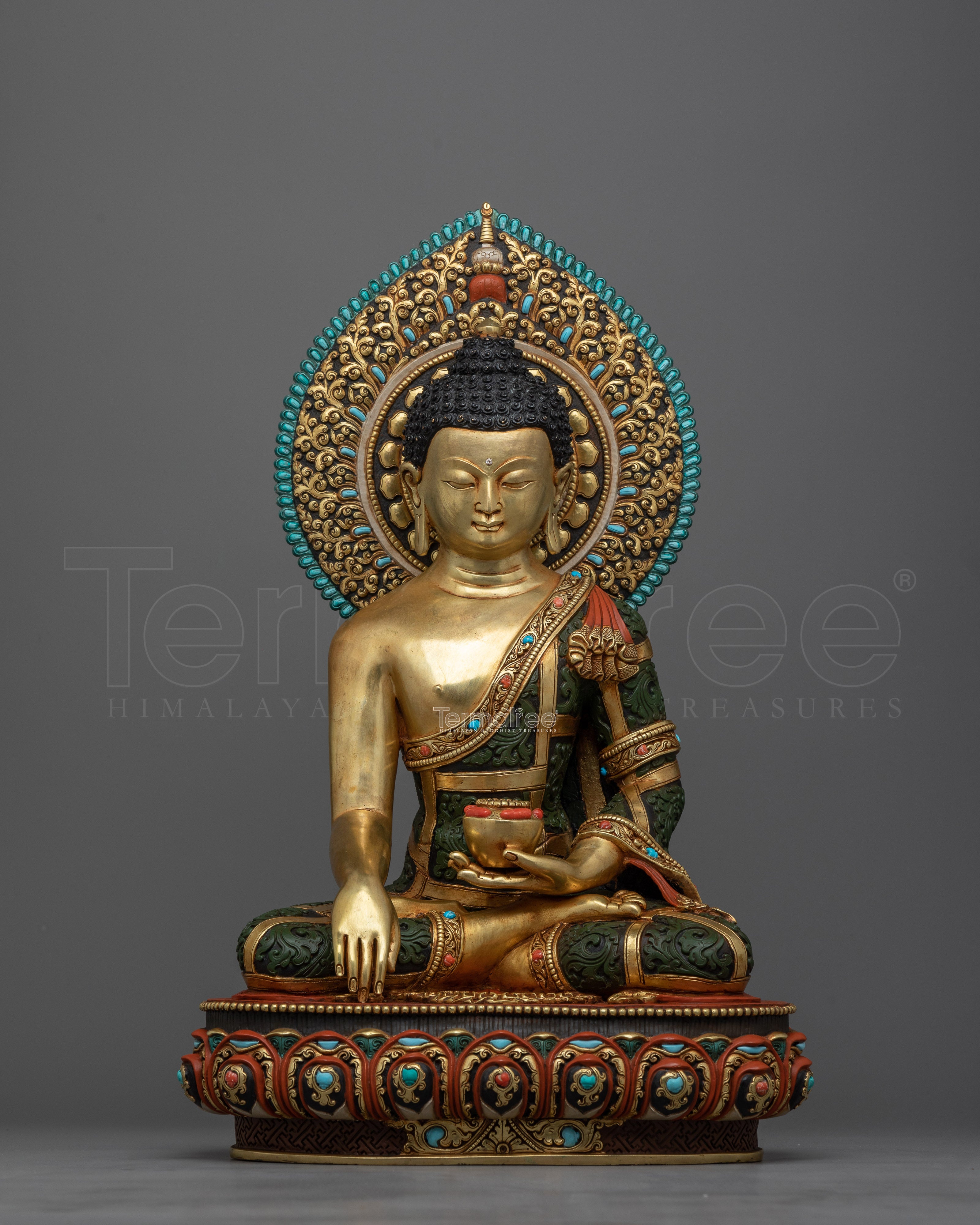 Elegant Handmade Shakyamuni Buddha for Shrine | 24K Gold Gilded Buddha Sculpture
