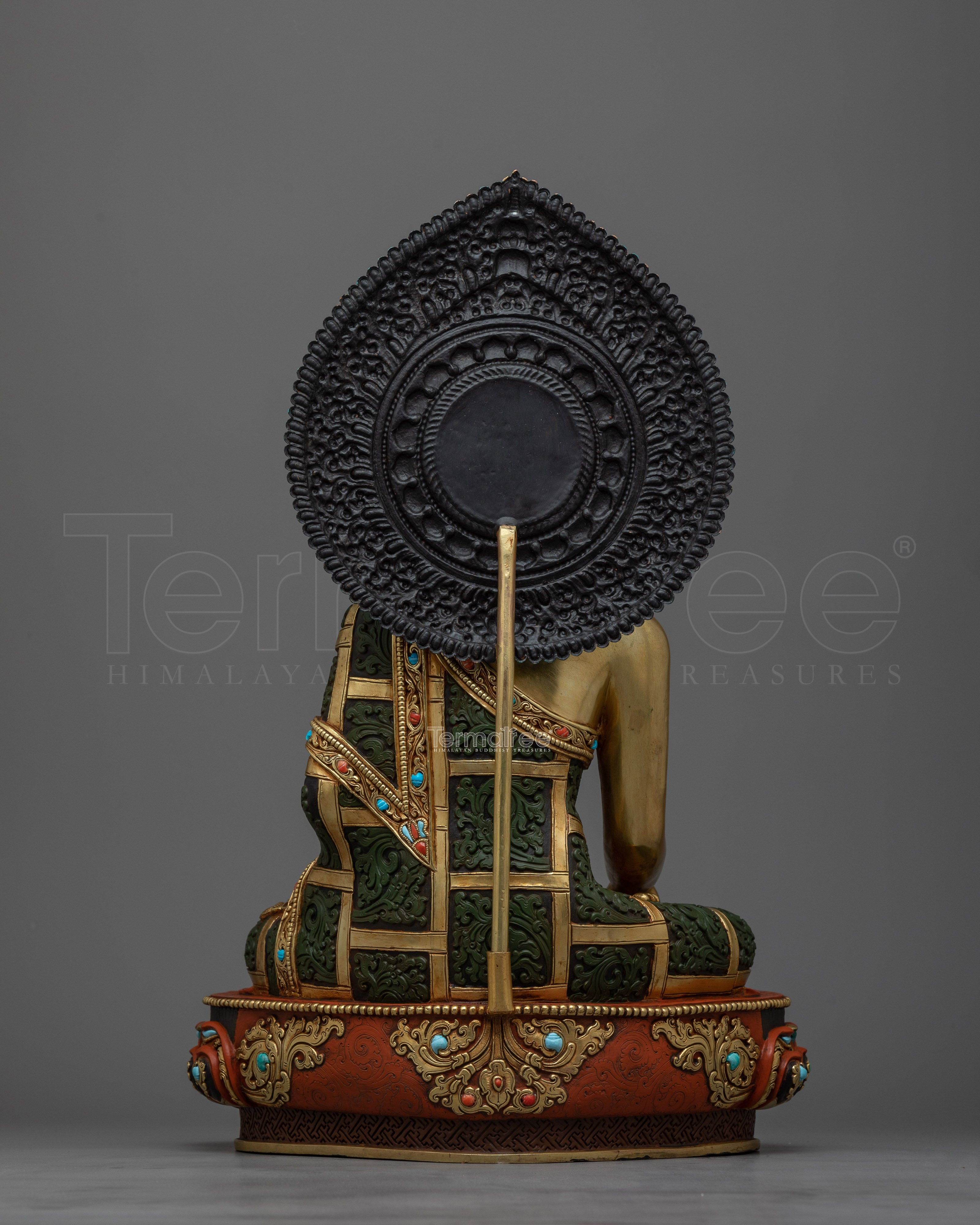 Elegant Handmade Shakyamuni Buddha for Shrine | 24K Gold Gilded Buddha Sculpture