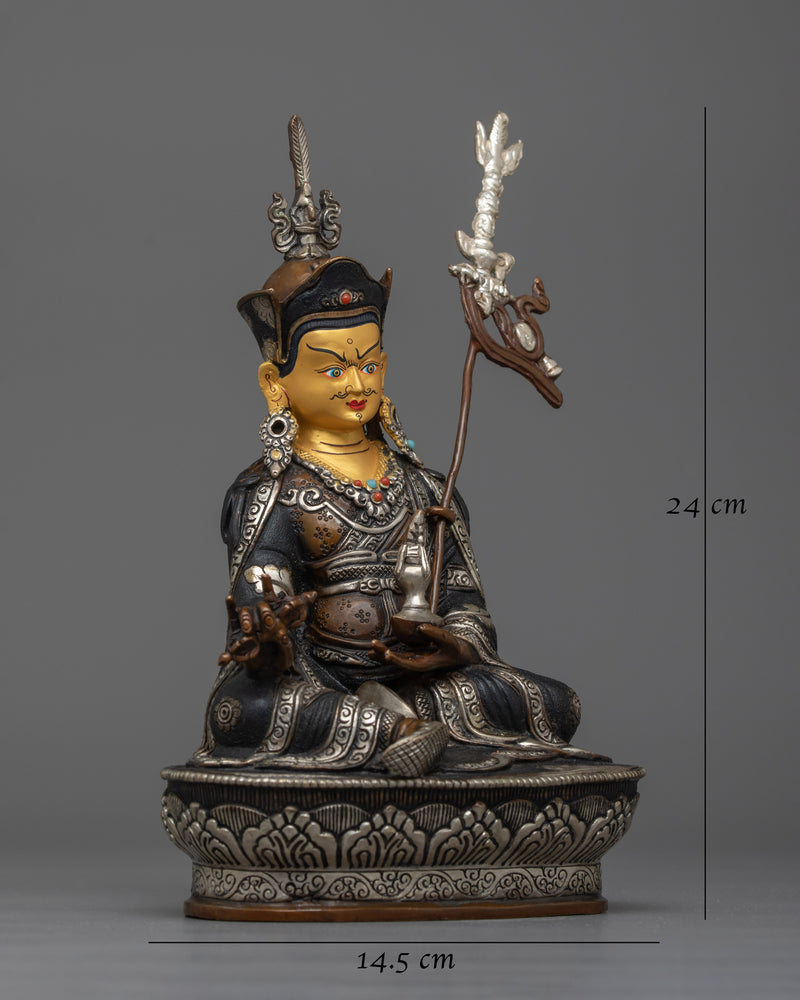 Guru Rinpoche Oxidized Silver-Plated Statue | Made in Nepal