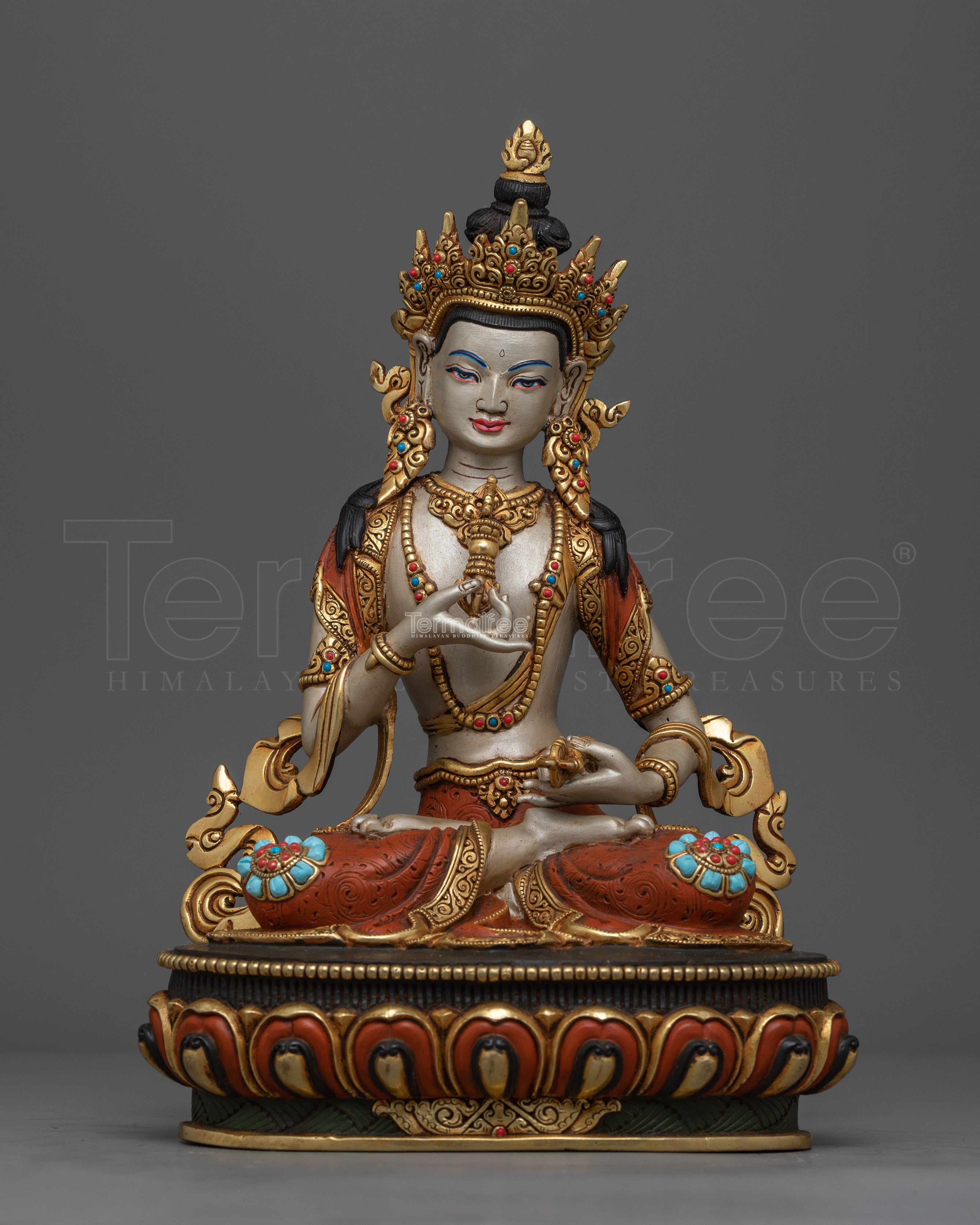 Vajrasattva Silver-Hued Statue | Embodiment of Purity and Enlightenment