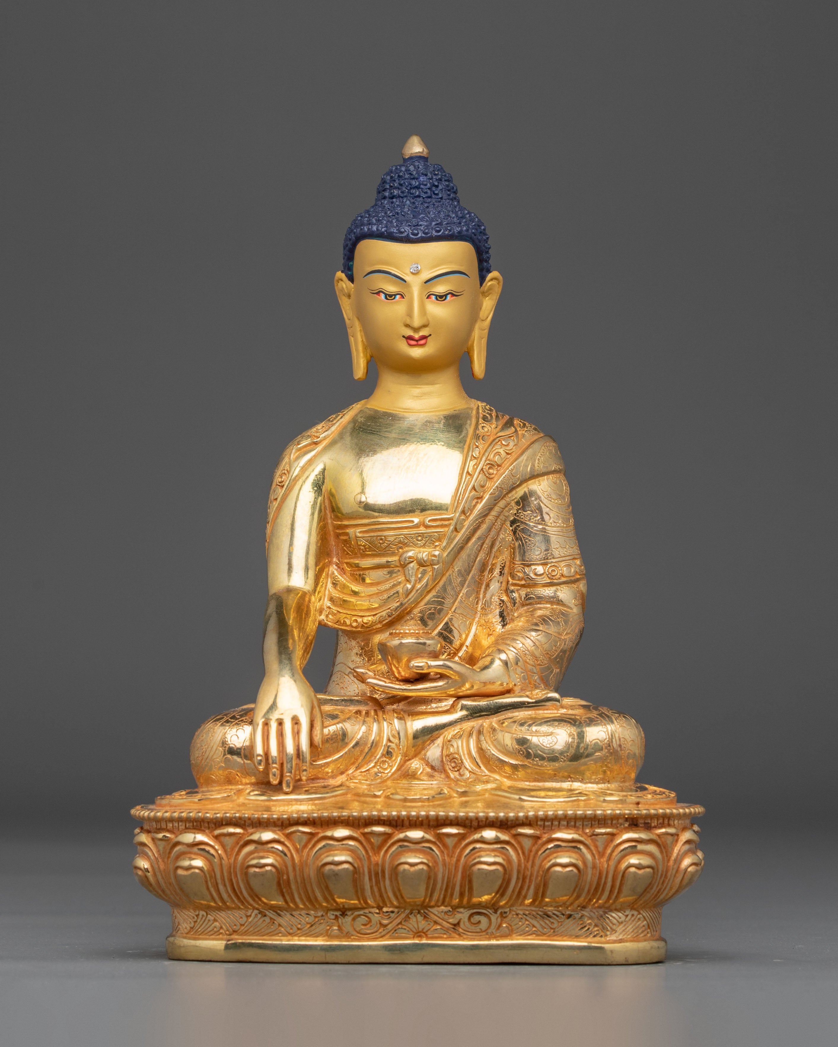 Handmade Tibetan Golden Shakyamuni Buddha Copper Art | Symbol of Enlightenment