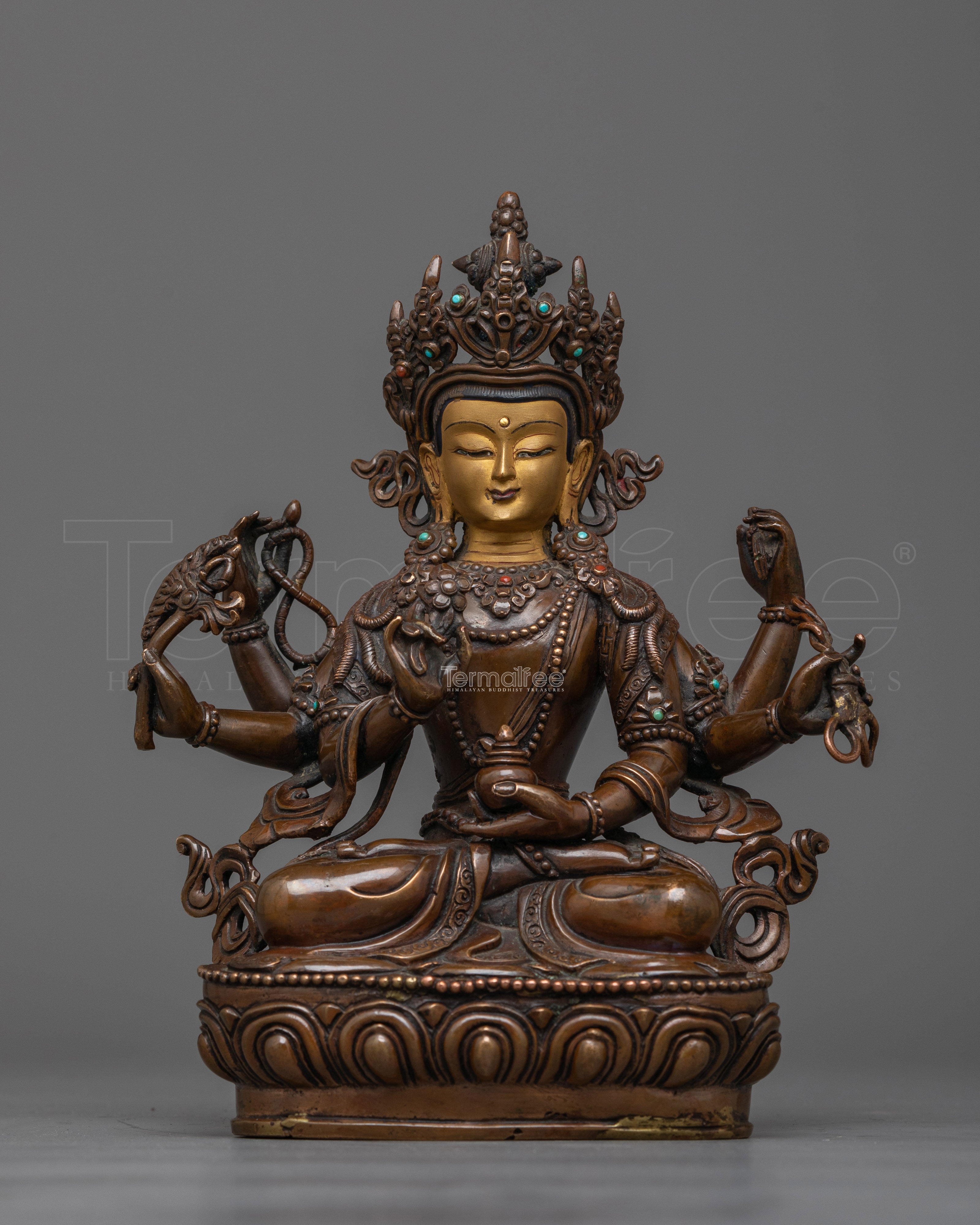 Bodhisattva Oxidized Statue | Embodiment of Compassion and Wisdom