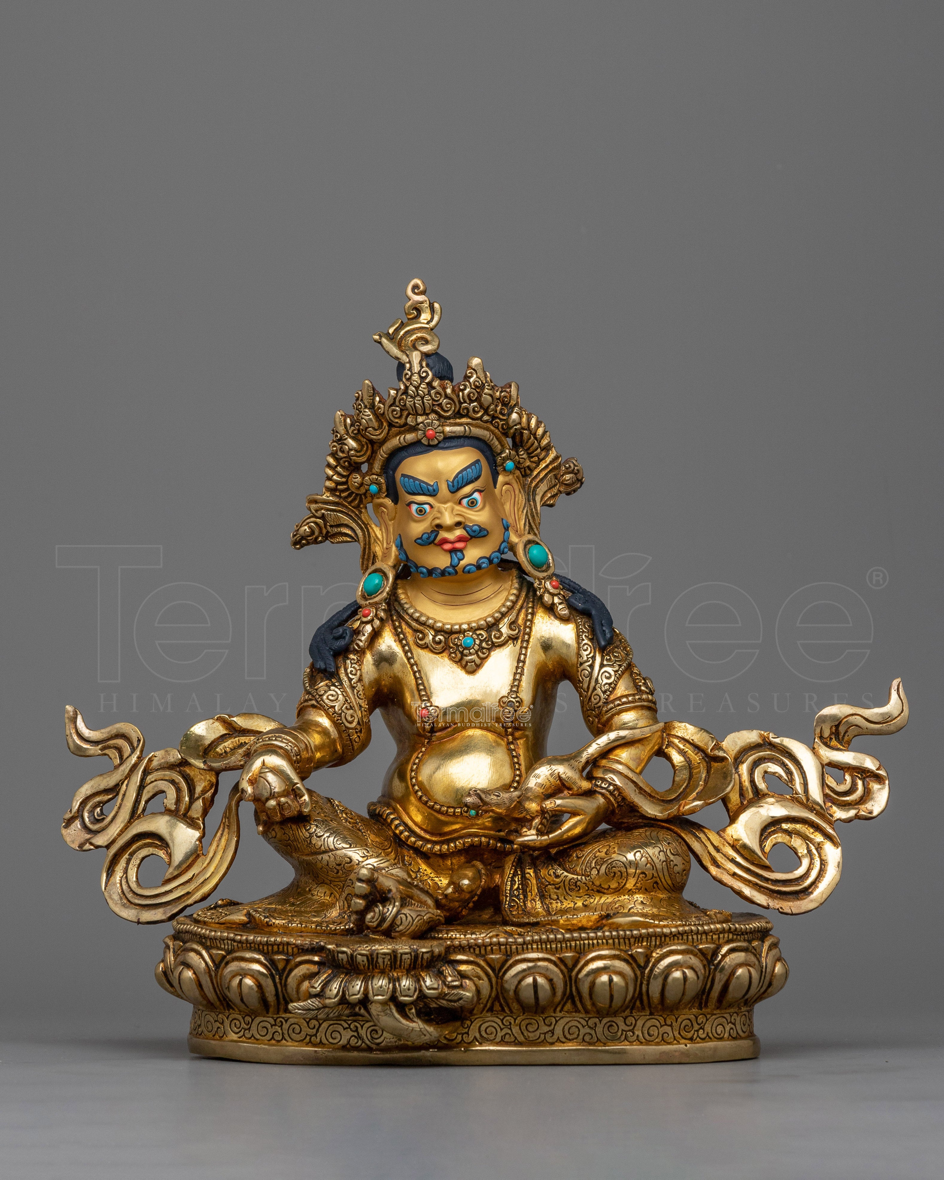 Gold Gilded Dzambhala Jewels Statue | Symbol of Wealth and Prosperity
