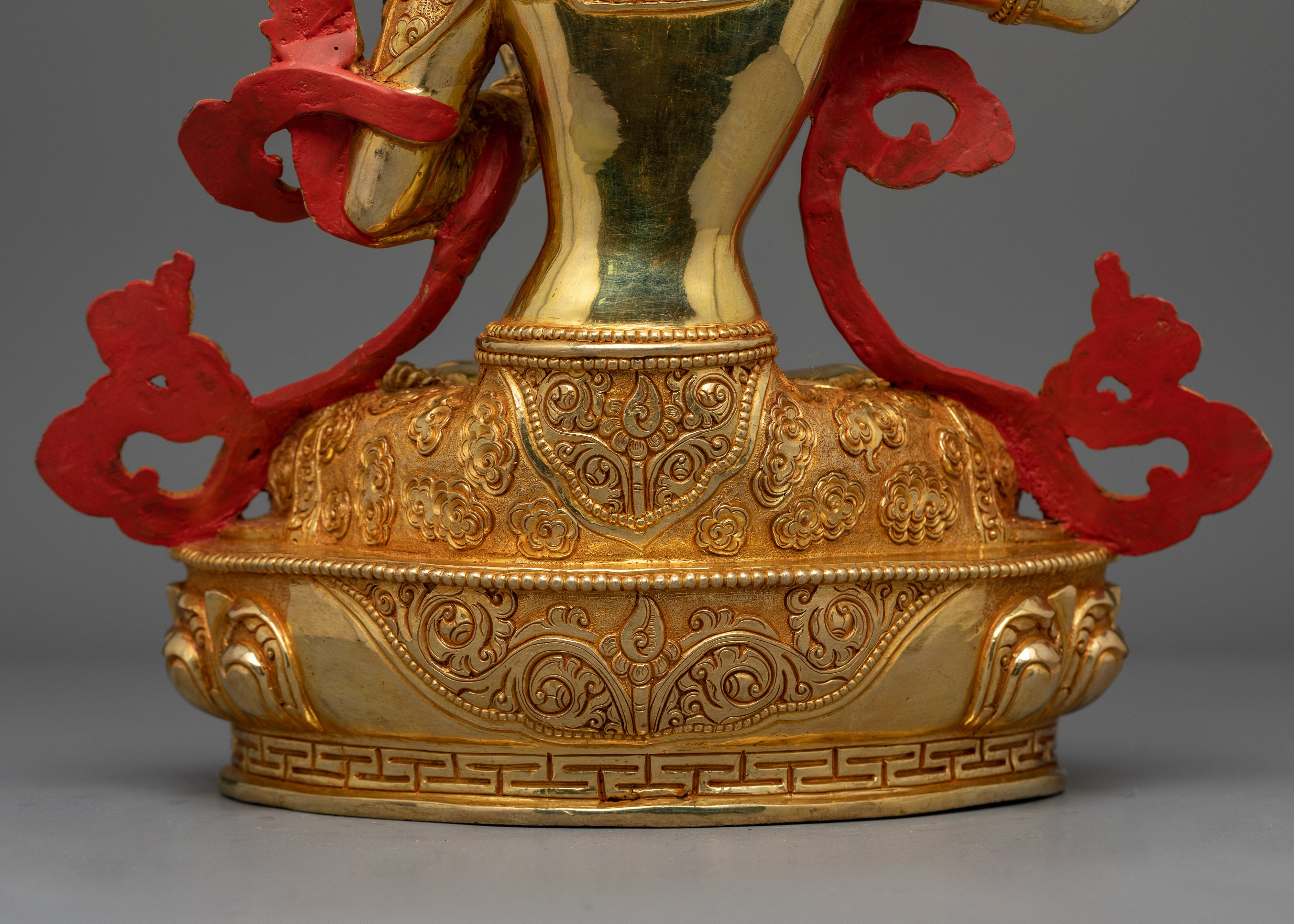 Graceful Insight Deity Manjushri Gold Gilded Statue | A Symbol of Handcrafted Wisdom