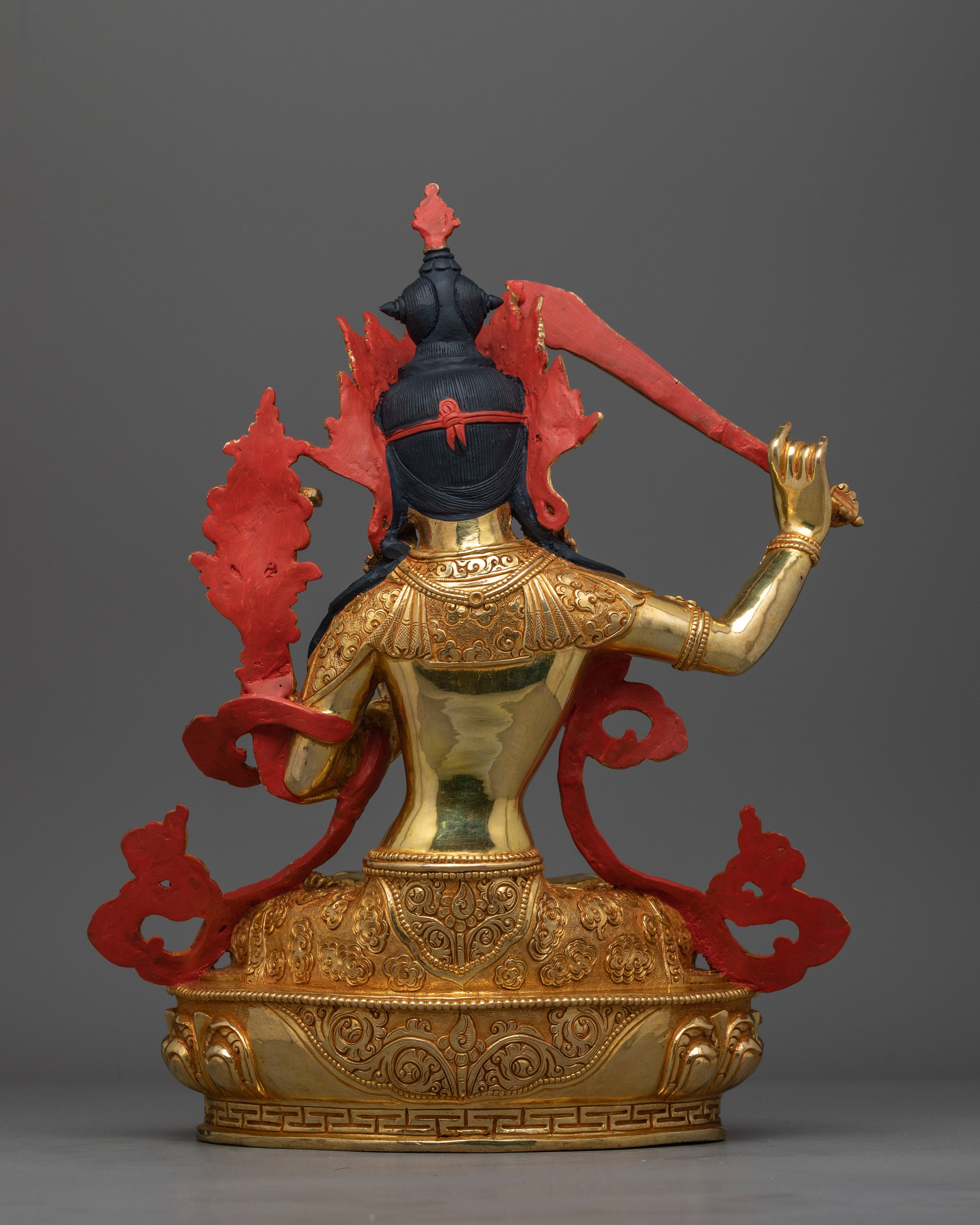 Graceful Insight Deity Manjushri Gold Gilded Statue | A Symbol of Handcrafted Wisdom