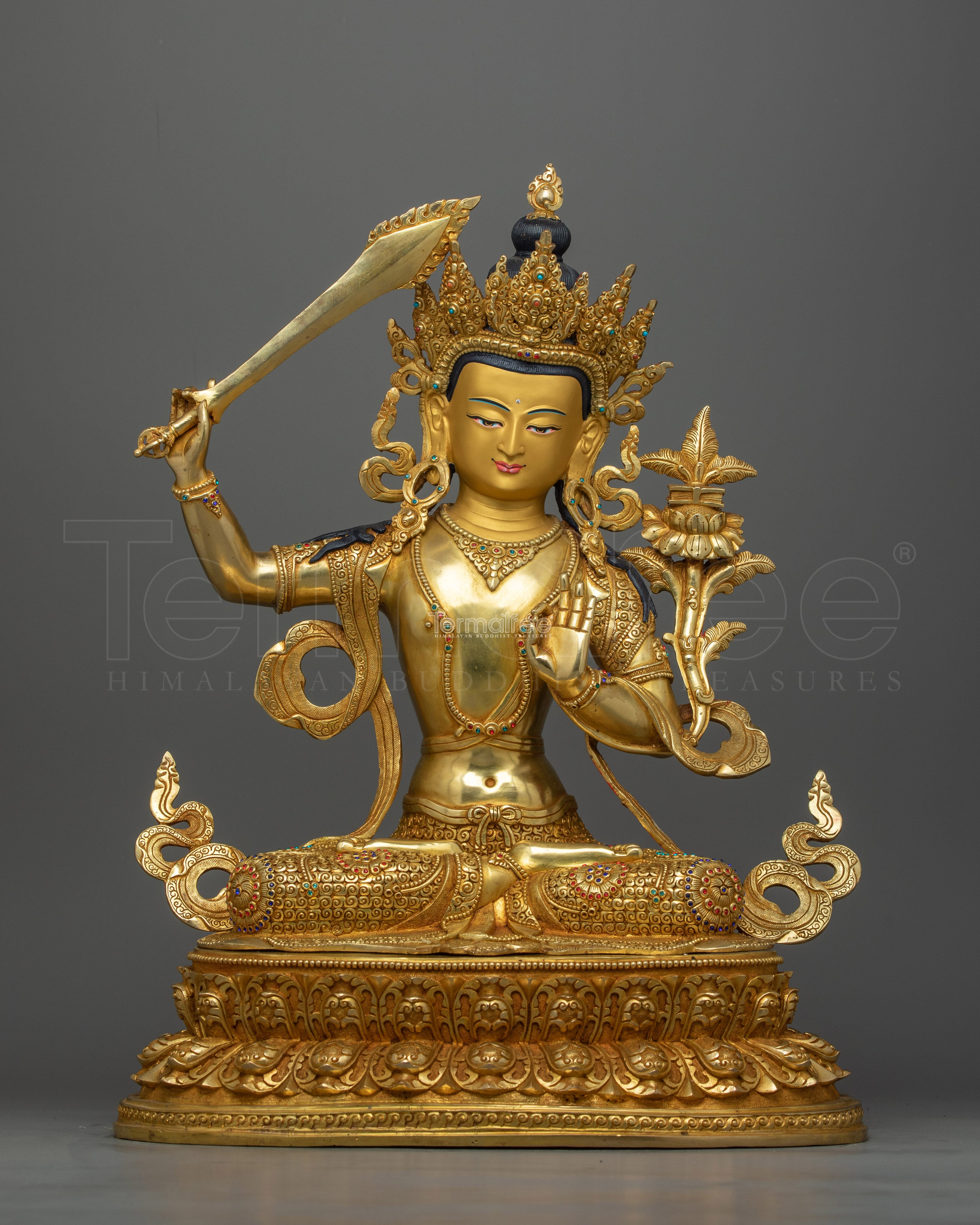 Elegant Manjushri Insightful Deity Statue | Handcrafted with Wisdom