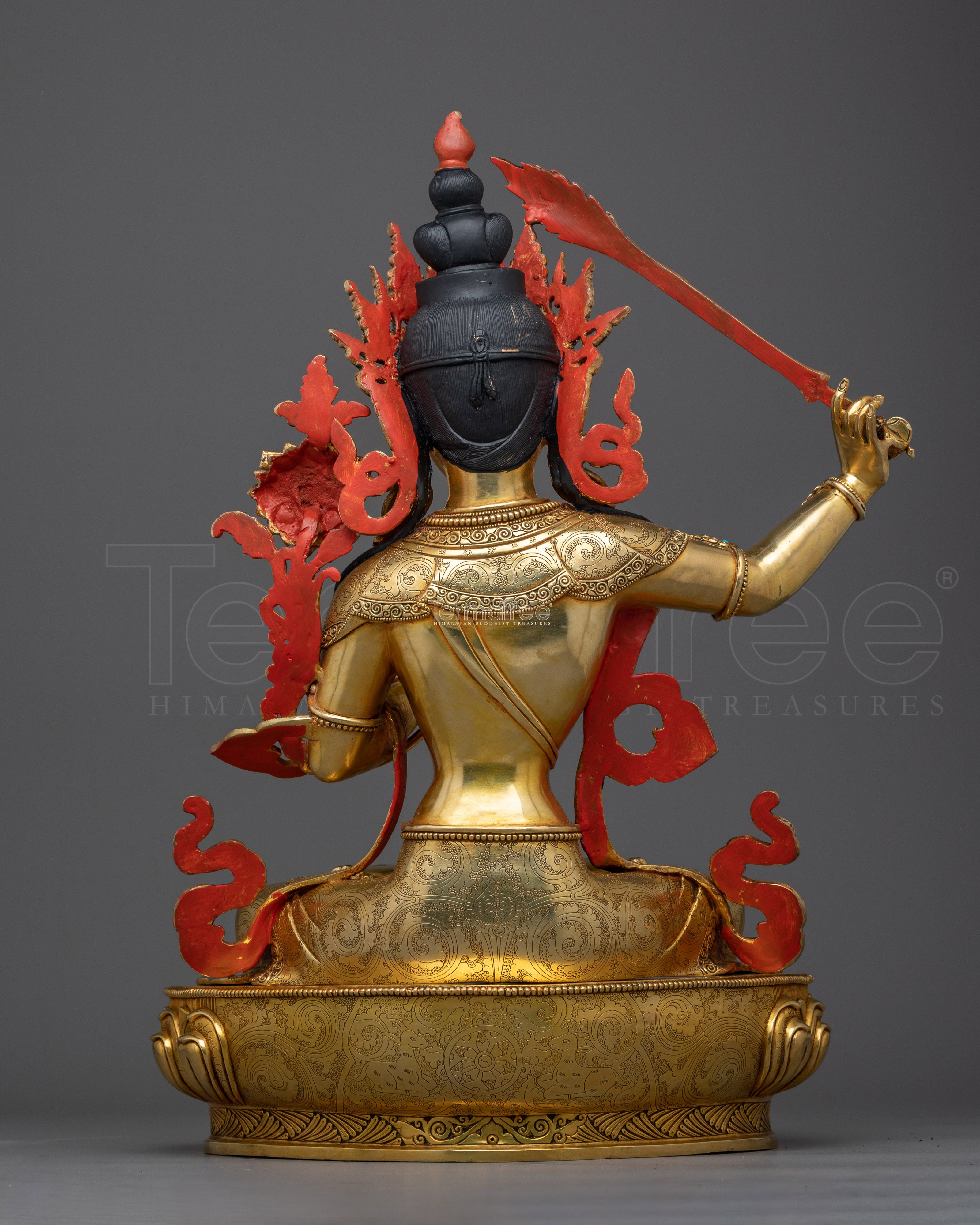 Manjushri Gold-Gilded Wisdom Deity Statue | Handmade Symbol of Wisdom