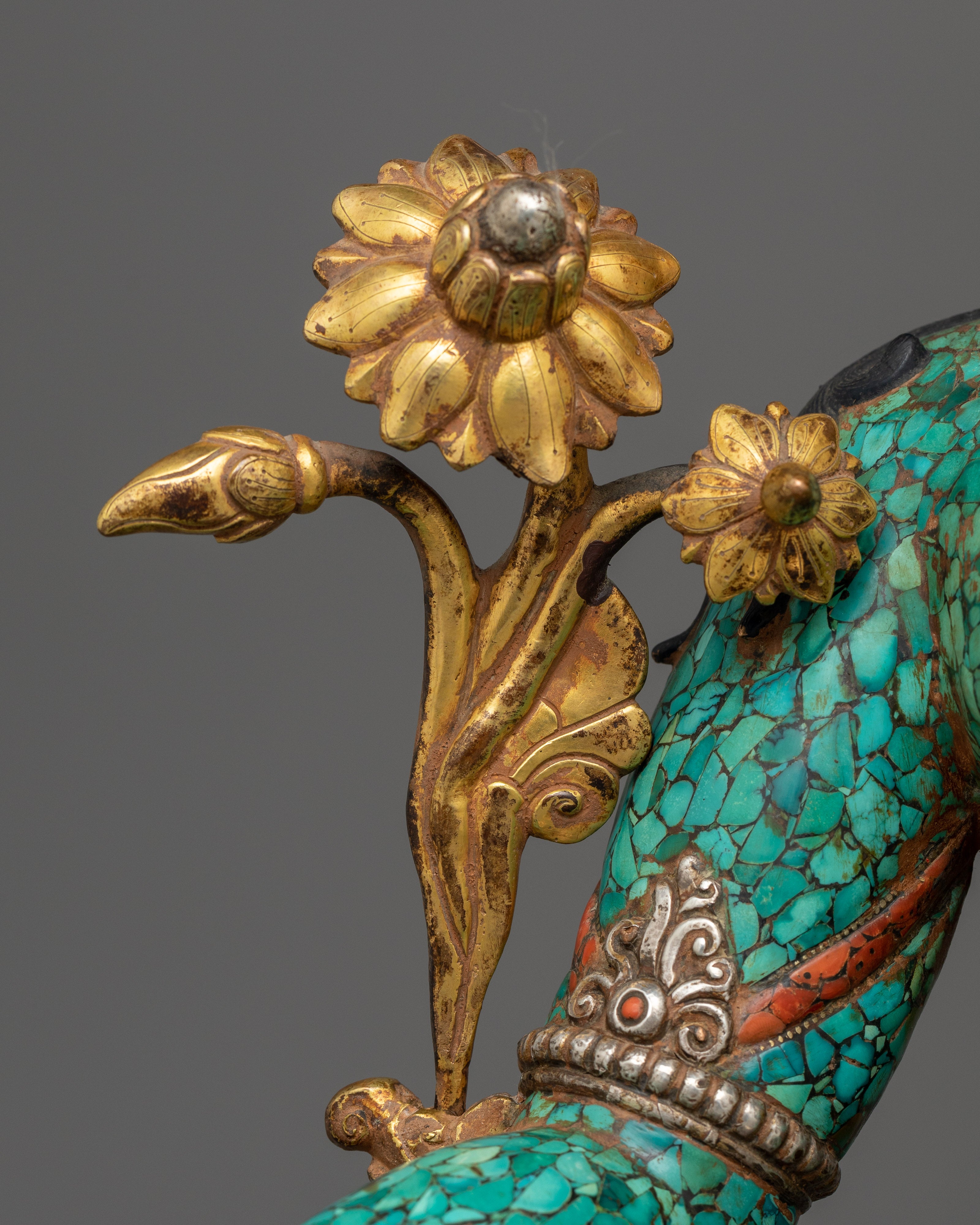Green Tara Turquoise and Lapis Decorated Statue | A Vision of Compassionate Majesty
