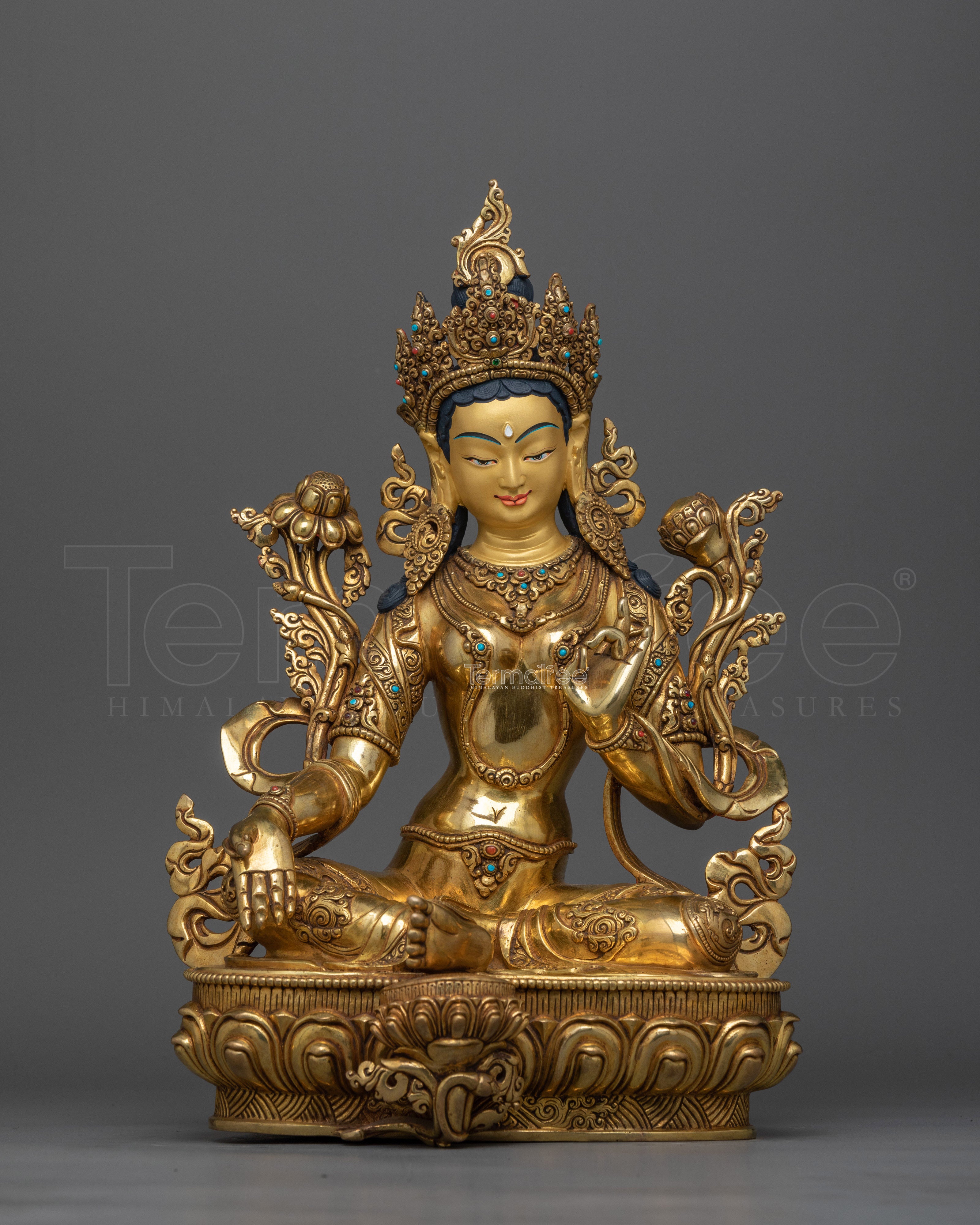Shyamatara Gold Gilded Statue | Handcrafted Symbol of Compassion and Protection
