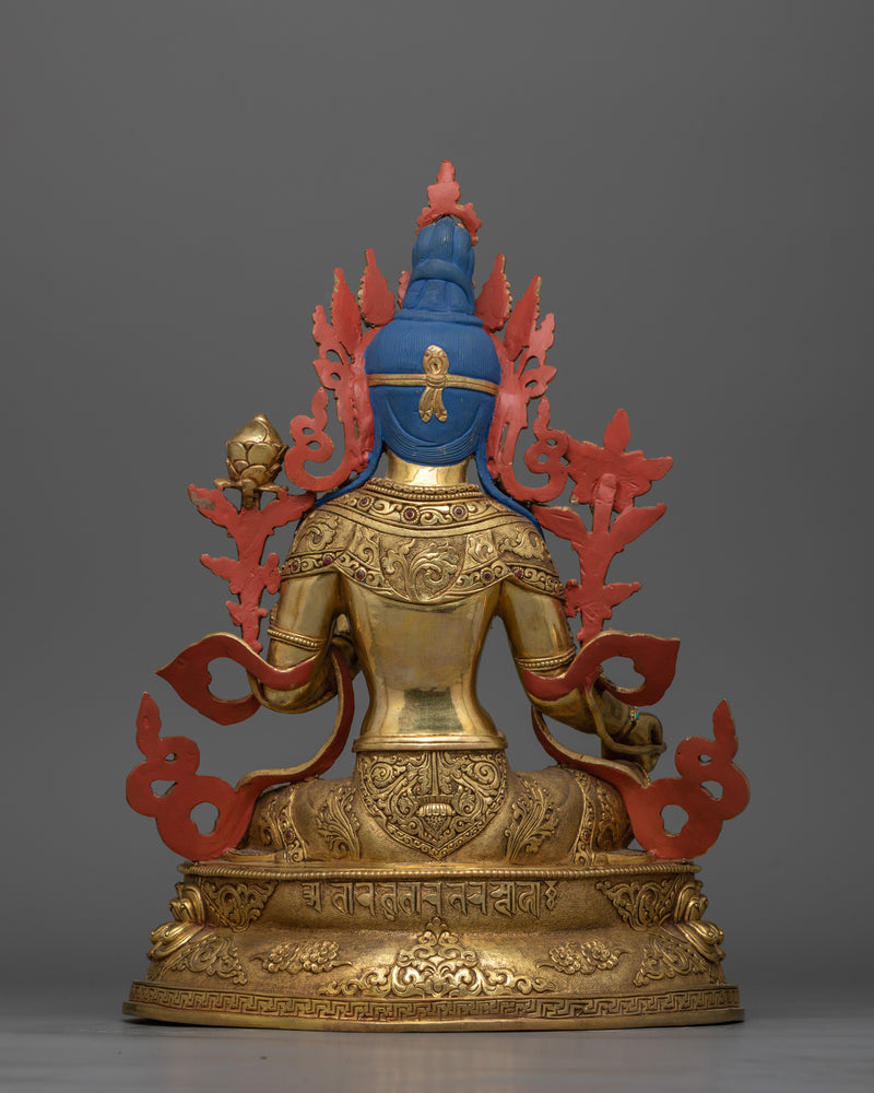 Female Bodhisattva Green Tara Gold Gilded Statue | Handcrafted Symbol of Protection
