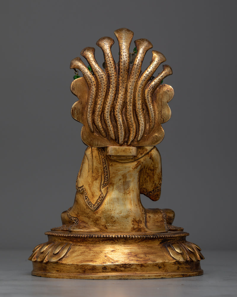 Antique Nagarjuna Gold Gilded Statue | Handcrafted Symbol of Enlightenment