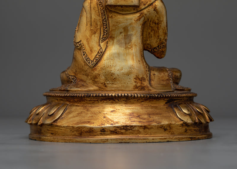 Antique Nagarjuna Gold Gilded Statue | Handcrafted Symbol of Enlightenment