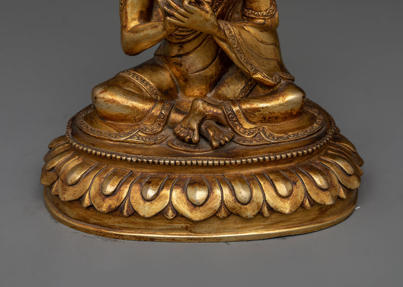 Antique Nagarjuna Gold Gilded Statue | Handcrafted Symbol of Enlightenment