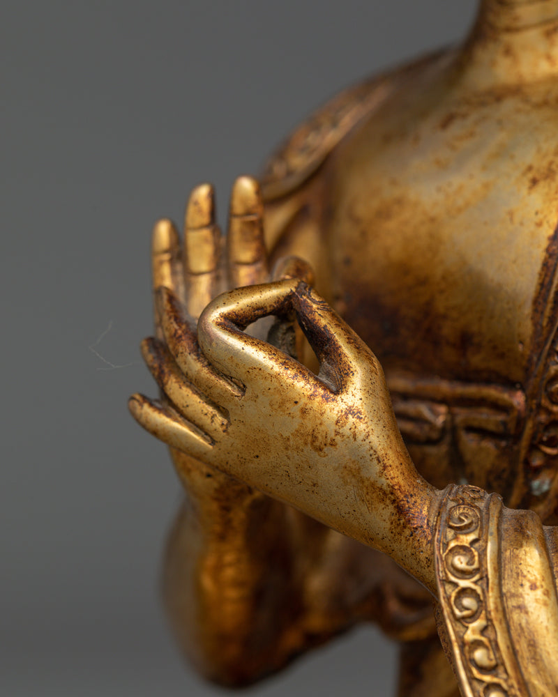 Antique Nagarjuna Gold Gilded Statue | Handcrafted Symbol of Enlightenment