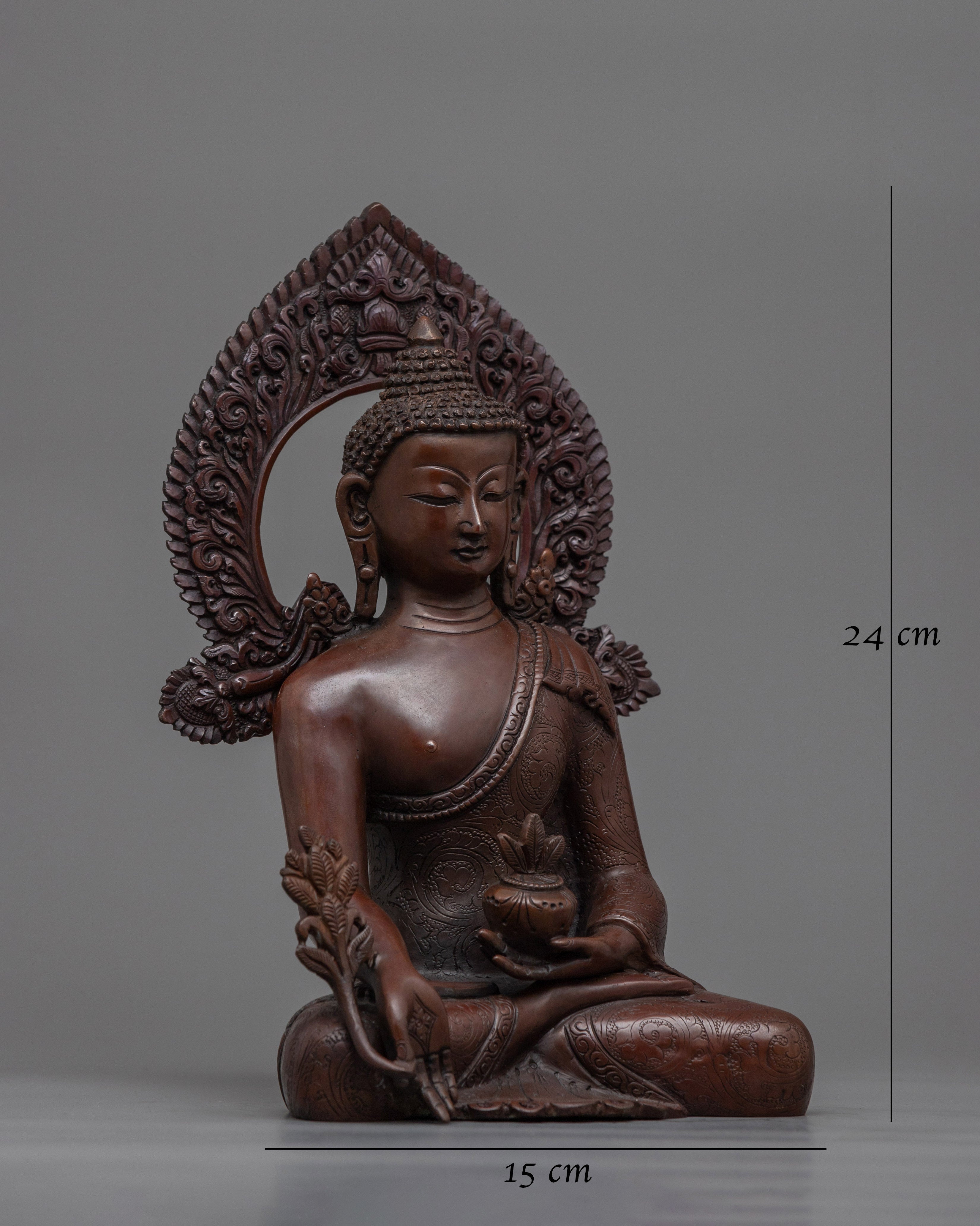 Serene Medicine Buddha Oxidized Sculpture | Handcrafted Symbol of Healing
