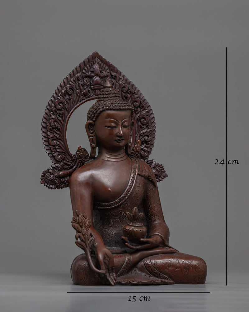 Serene Medicine Buddha Oxidized Sculpture | Handcrafted Symbol of Healing