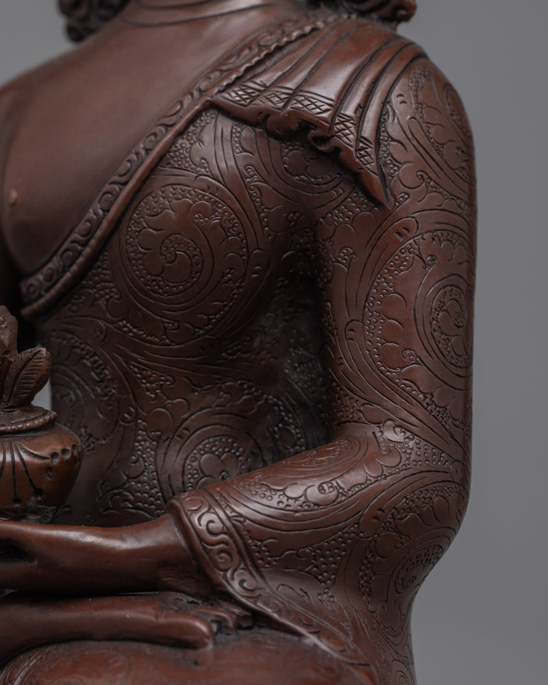 Serene Medicine Buddha Oxidized Sculpture | Handcrafted Symbol of Healing