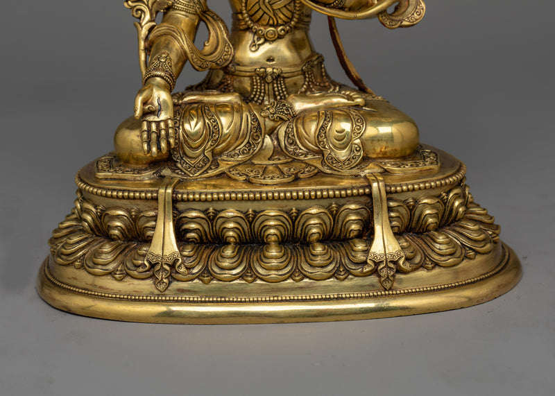 White Tara Gold-Gilded Antique-Touch Statue | A Resplendent Emblem of Serenity