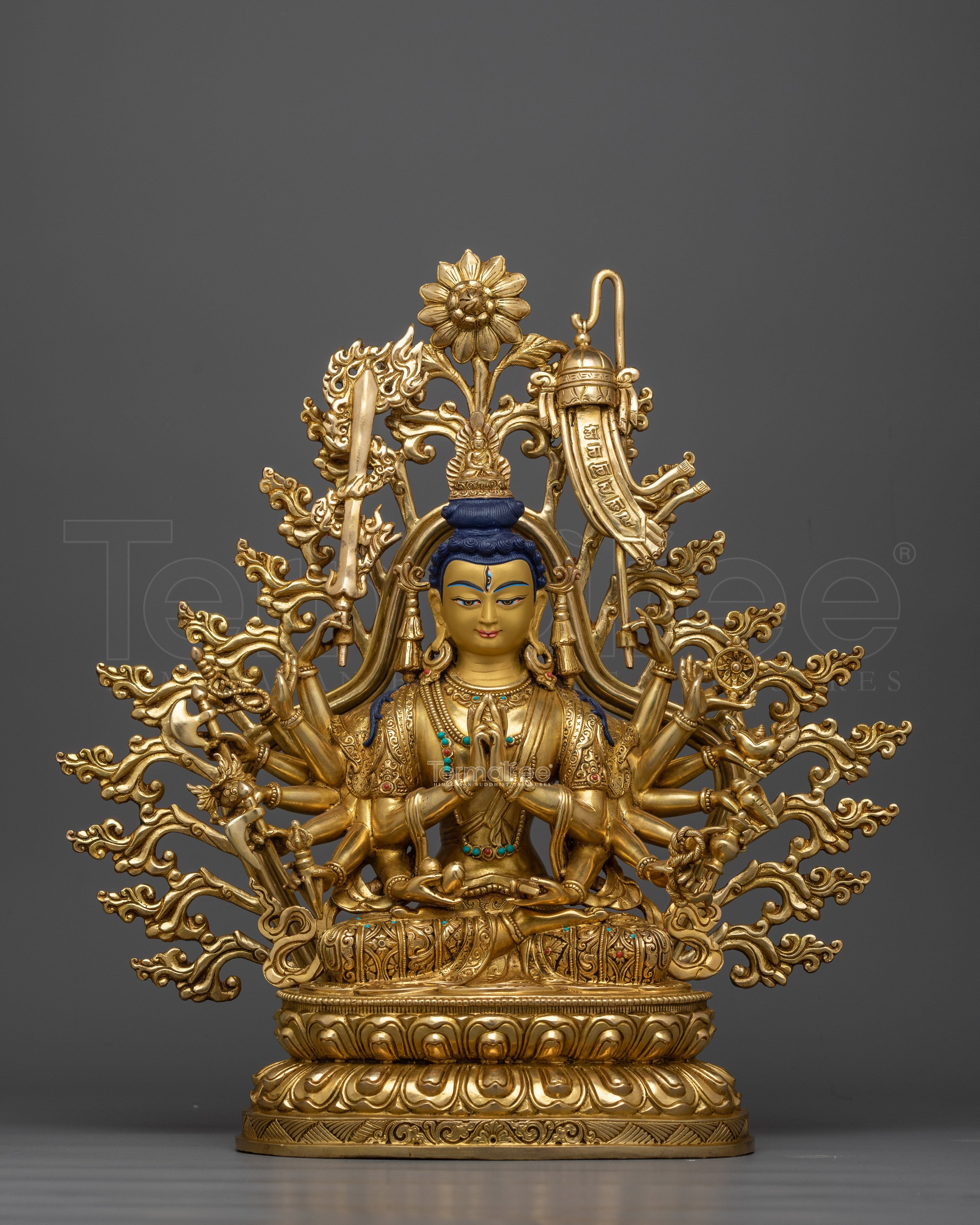 Goddess Cundi Gold-Gilded Statue | A Resplendent Beacon of Spiritual Purity and Power