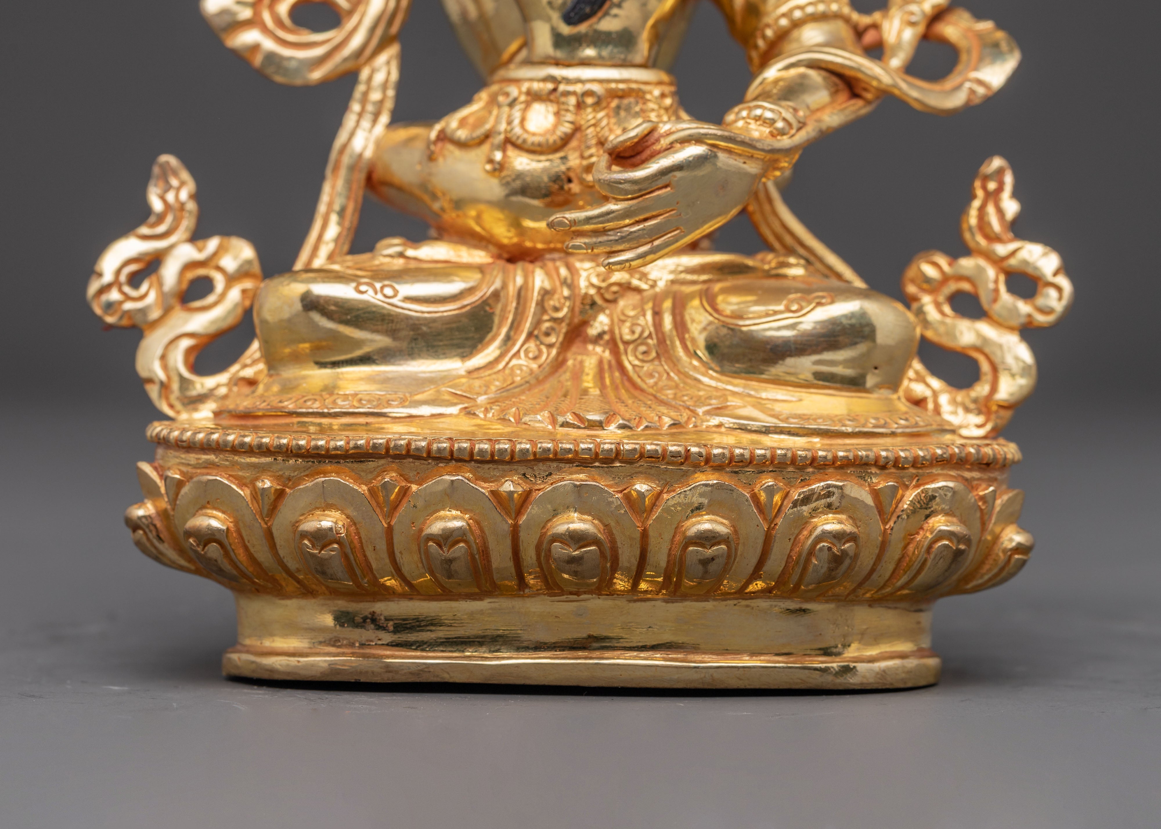 Handcrafted Copper Sculpture of Bodhisattva Manjushri