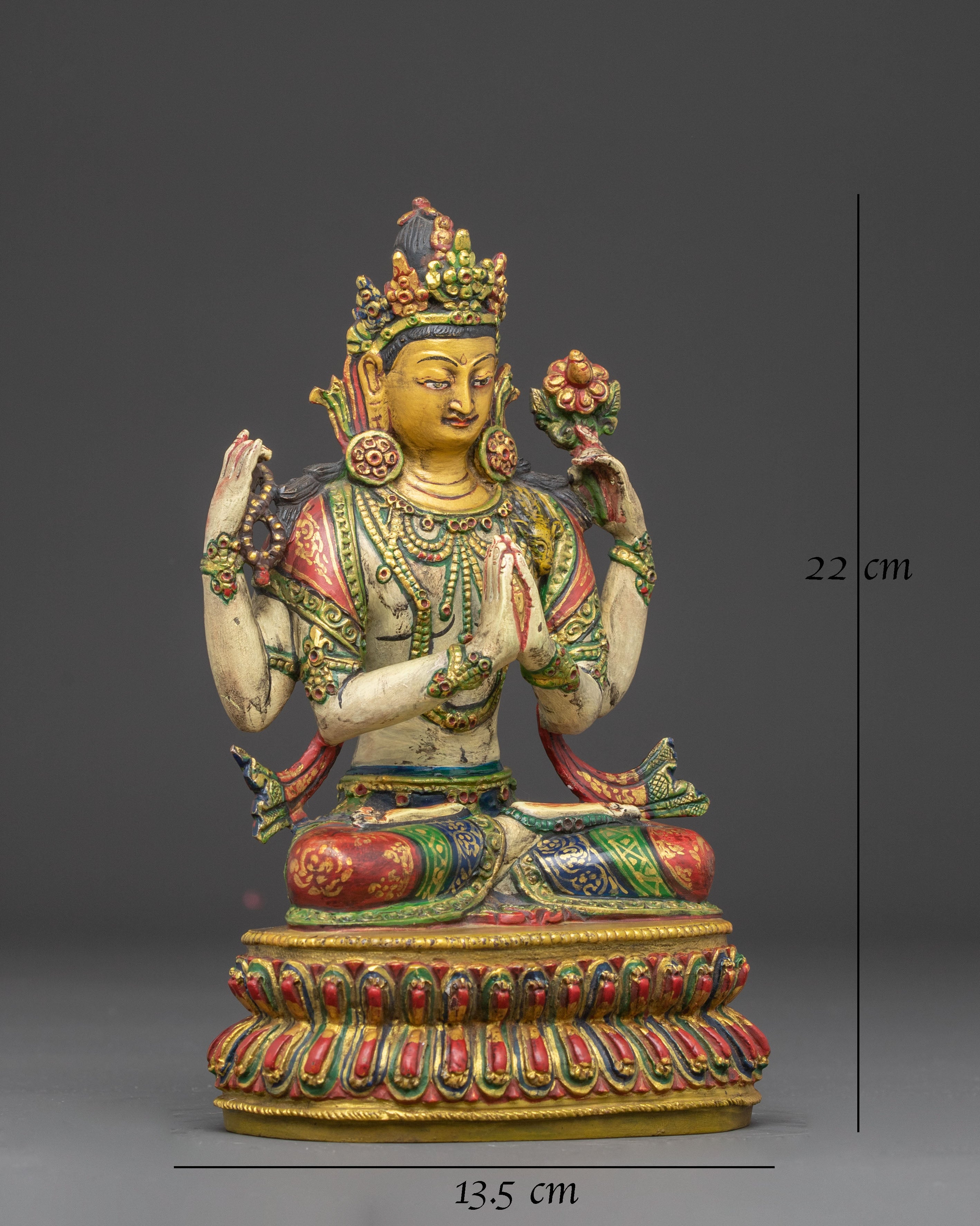 Tibetan Chenrezig Figurine: Lord of Compassion | Meditation Altar Decor