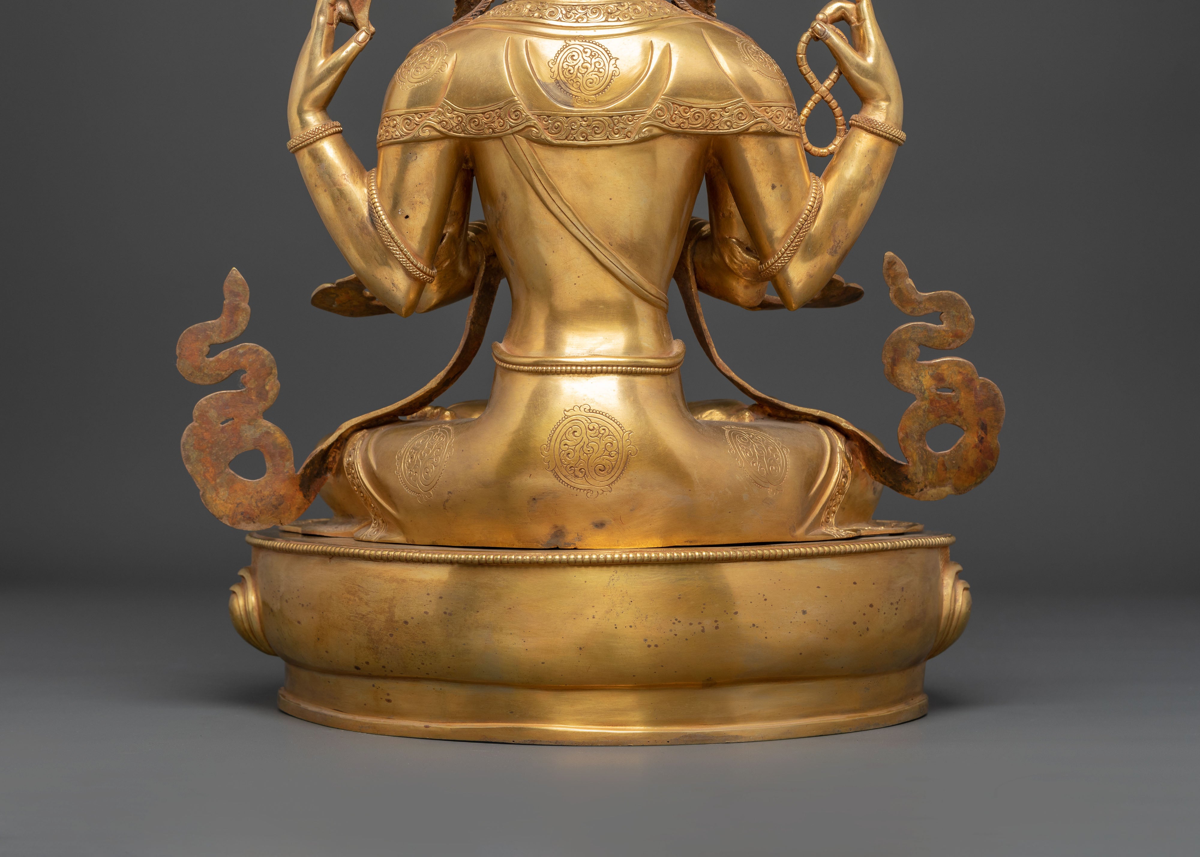 Golden Figurine Of Bodhisattva Chenrezig For Meditation | Tibetan Buddhism
