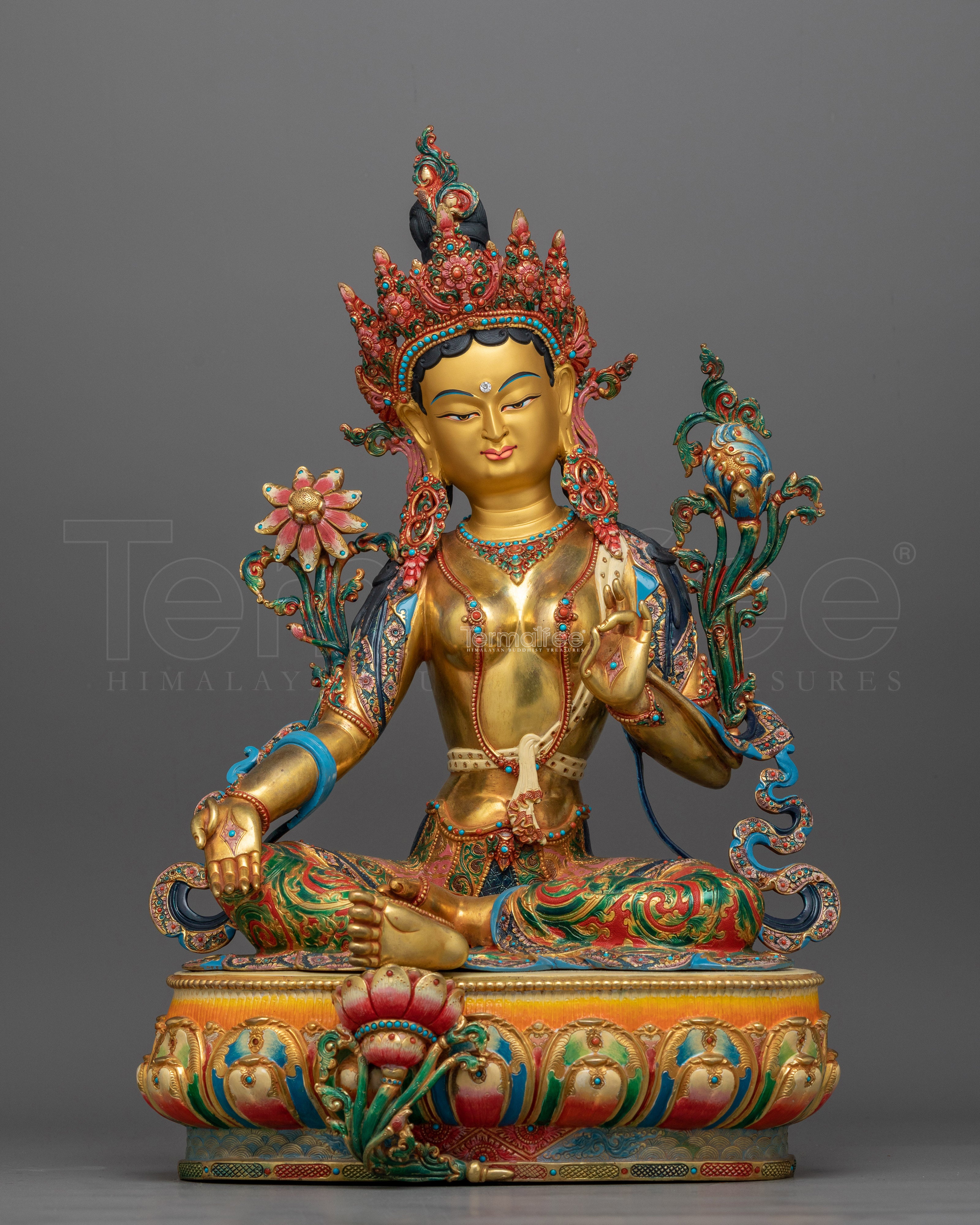 Green Tara Colored Statue | A Radiant Symbol of Compassion and Enlightenment