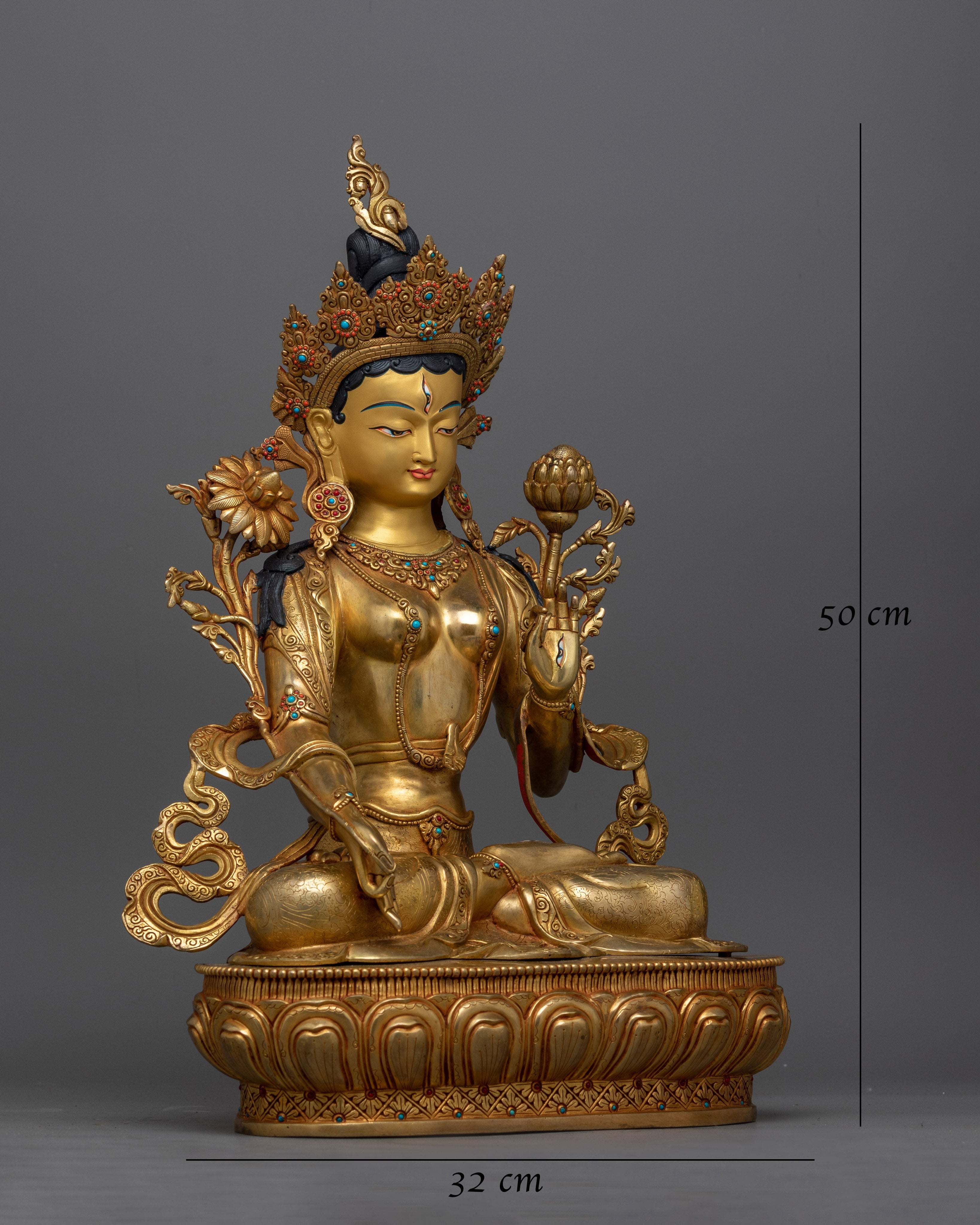 White Tara Gold-Gilded 50cm Statue | A Radiant Symbol of Compassion and Longevity