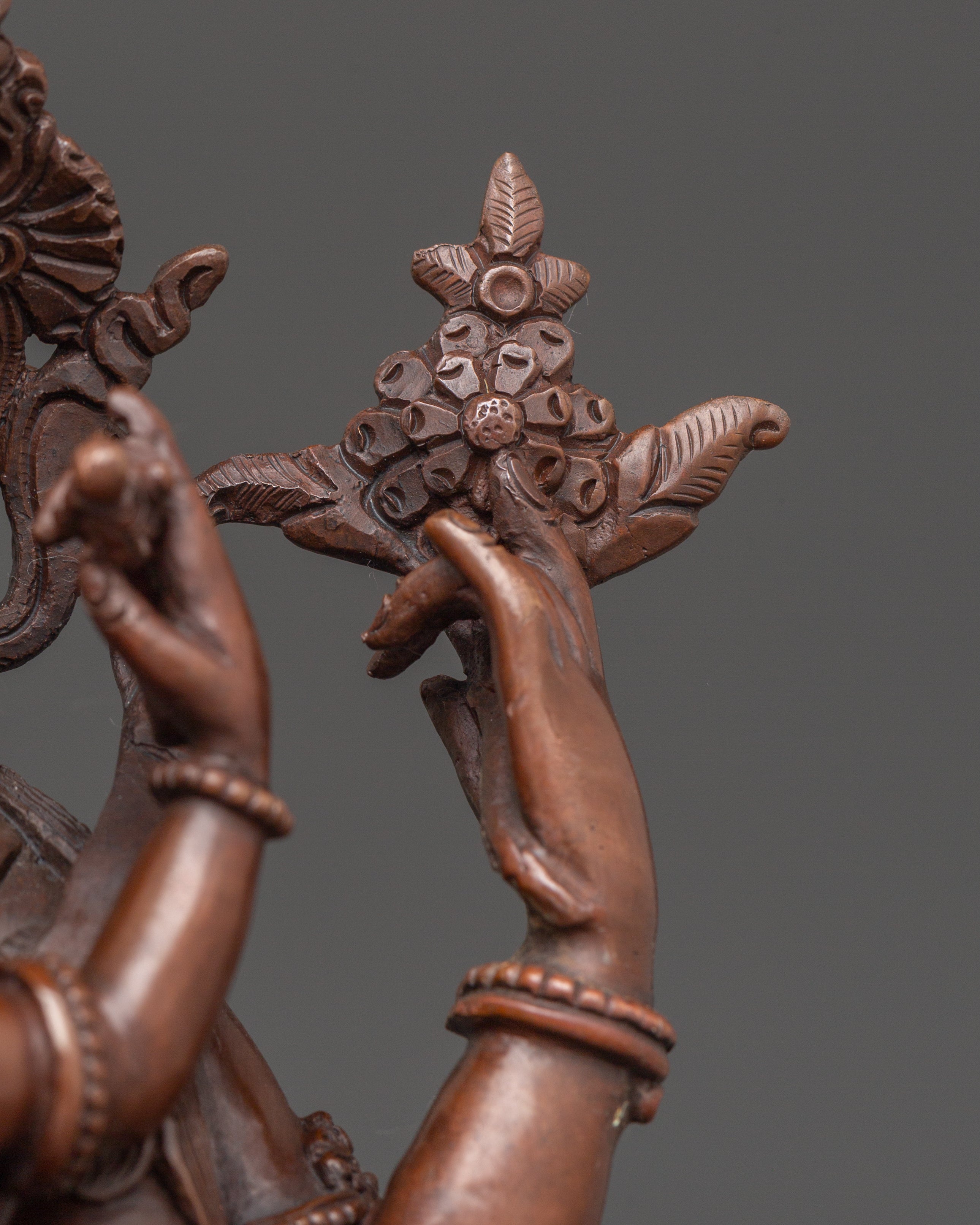 Handmade Oxidized Copper Statue of Bodhisattva Chenrezig