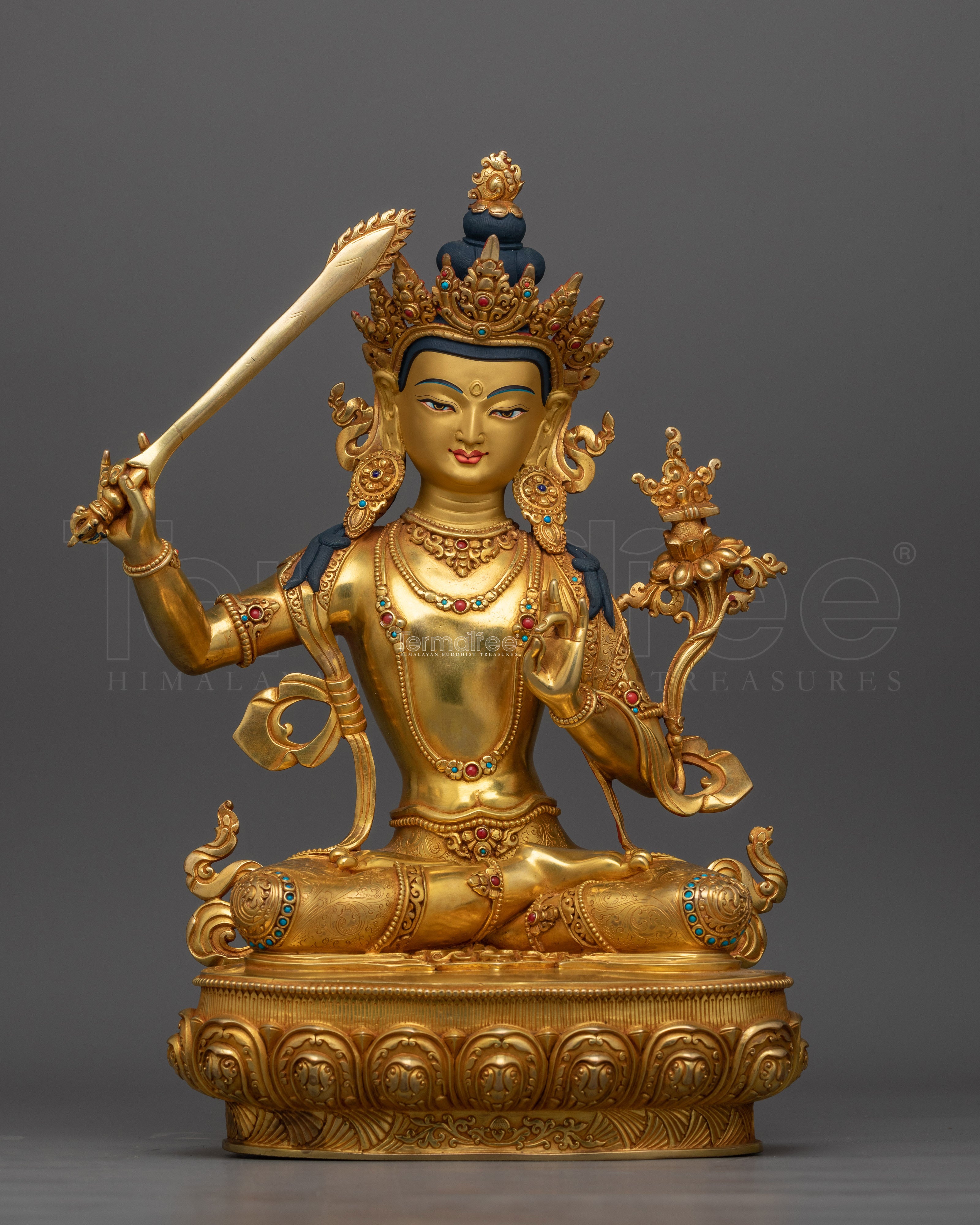 An Insightful Deity Manjusri Statue | Embodiment of Wisdom and Enlightenment