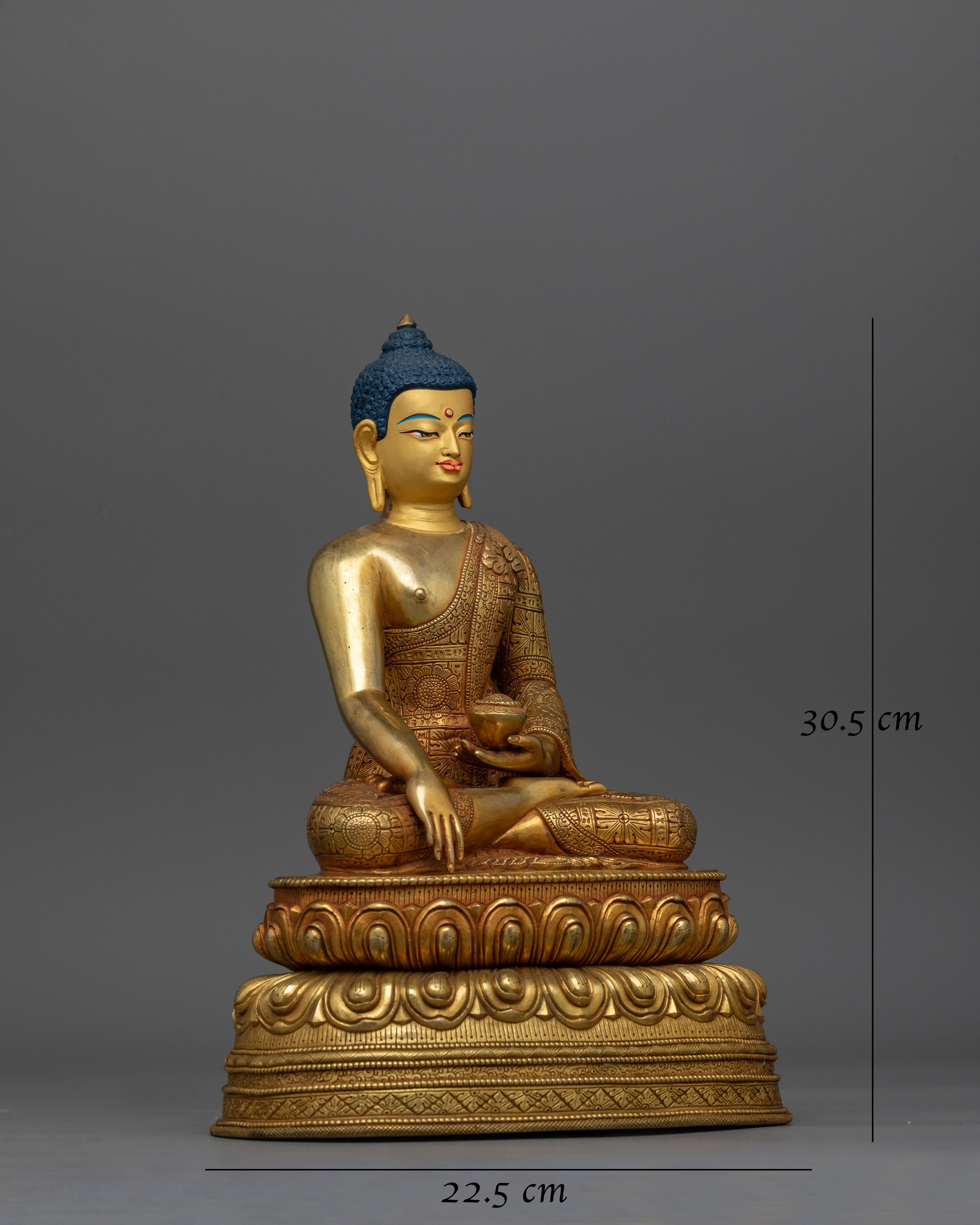 Shakyamuni Buddha Gold-Gilded 12 Inches Statue | A Symbol of Peace and Enlightenment