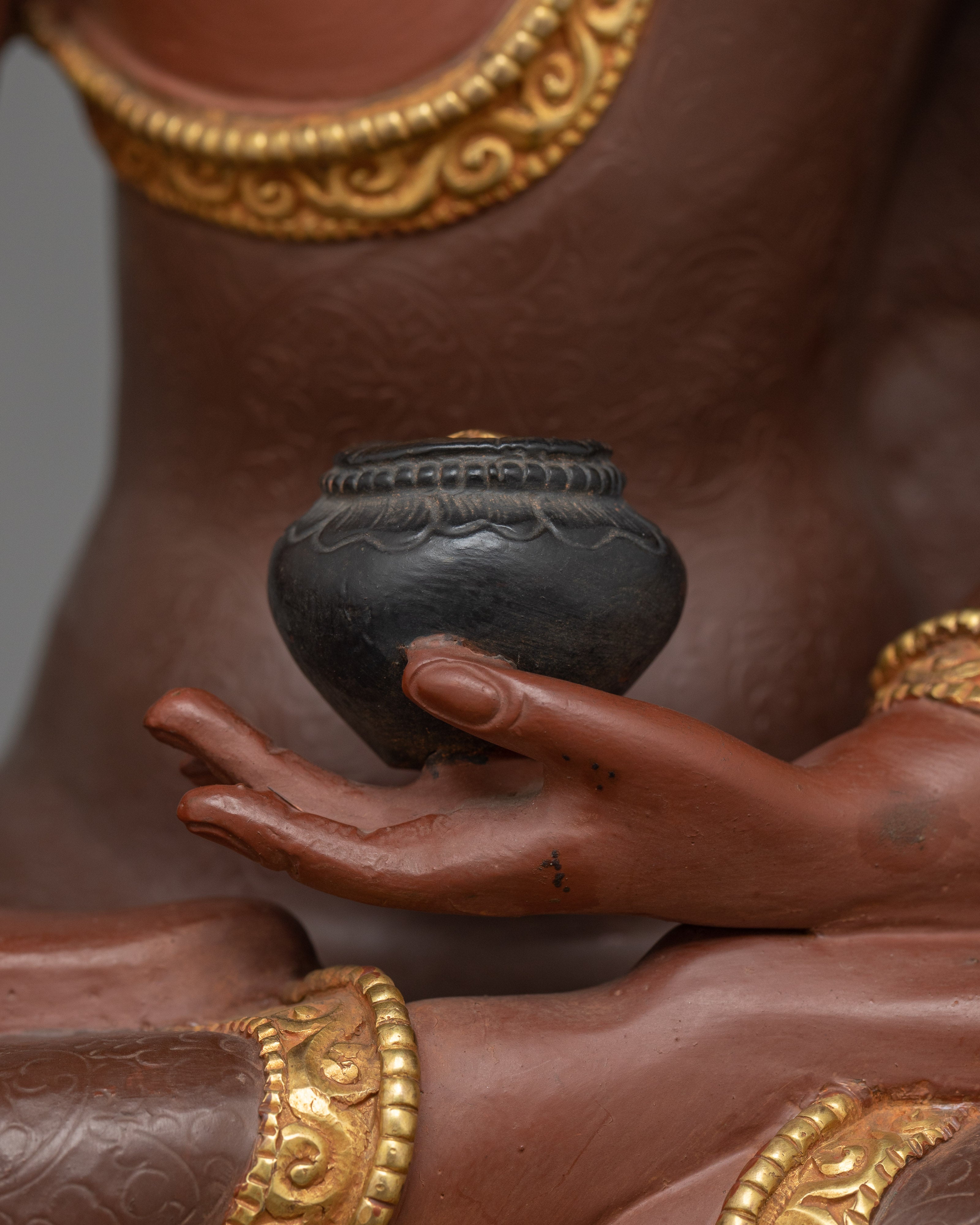 Shakyamuni Buddha Reddish Colored Statue | Embodiment of Tranquility and Enlightenment