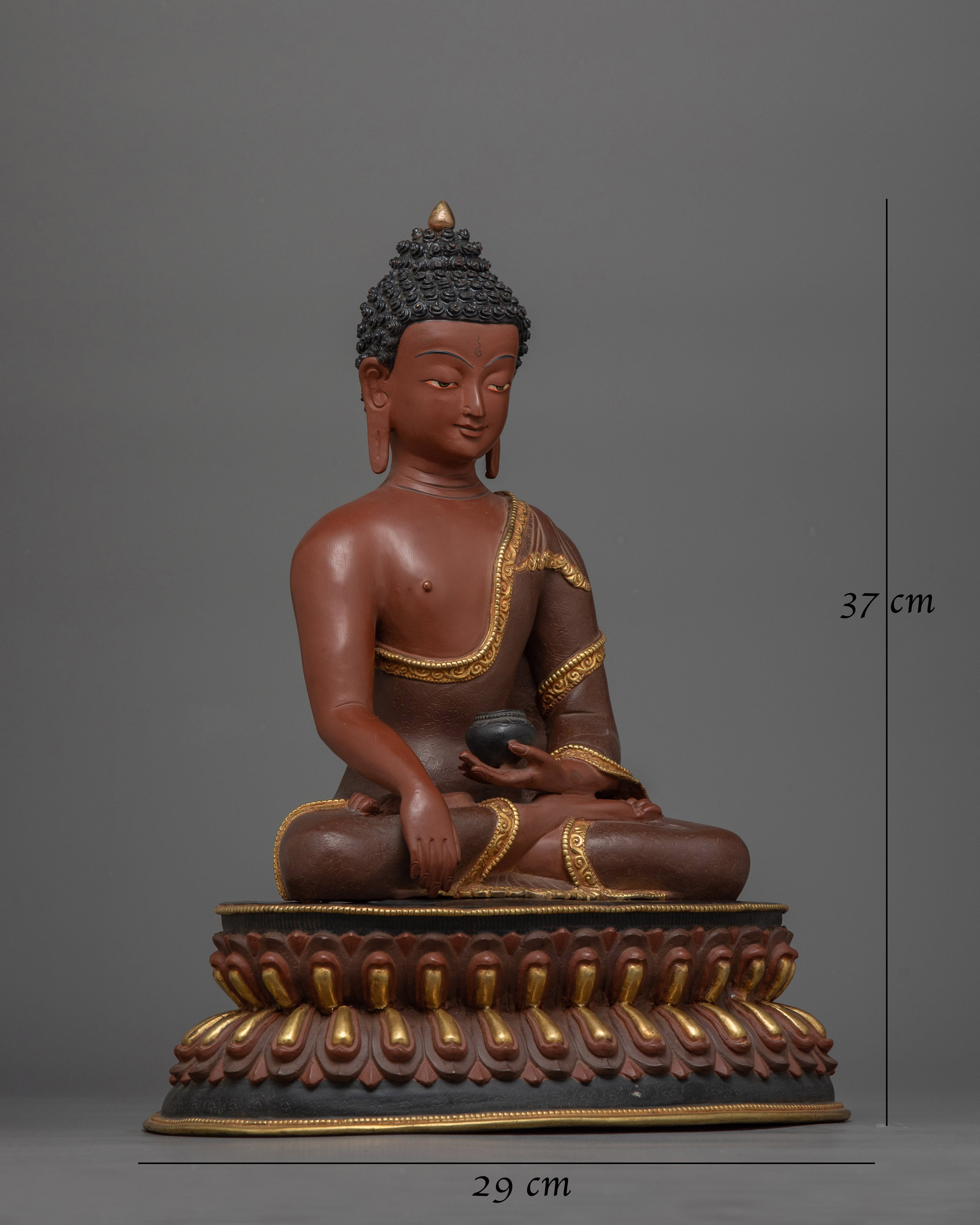 Shakyamuni Buddha Reddish Colored Statue | Embodiment of Tranquility and Enlightenment